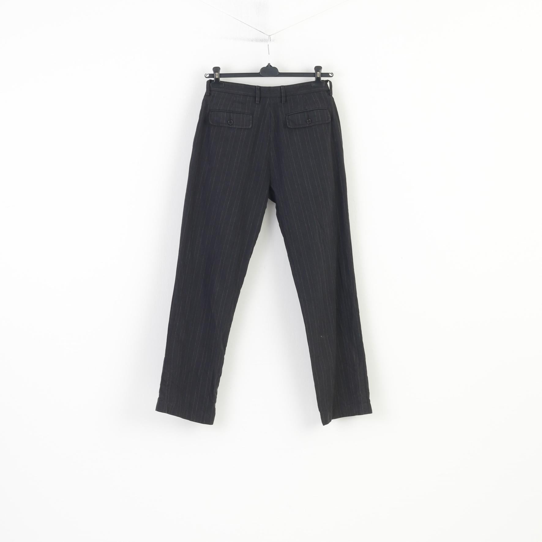 United Colors Of Benetton Homme 50 Pantalon Rayé En Coton Charbon Poches Haut Classique