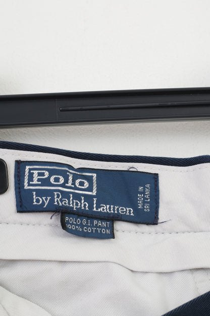 Polo Ralph Lauren Uomo 30 Pantaloni in cotone con tasche blu scuro Pantaloni vintage