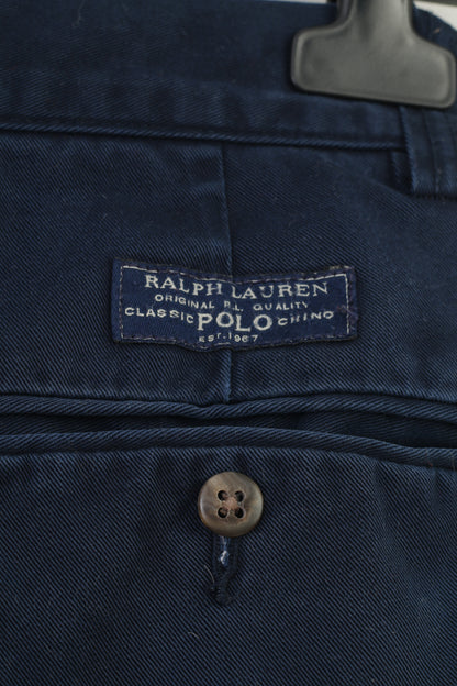 Polo Ralph Lauren Uomo 30 Pantaloni in cotone con tasche blu scuro Pantaloni vintage