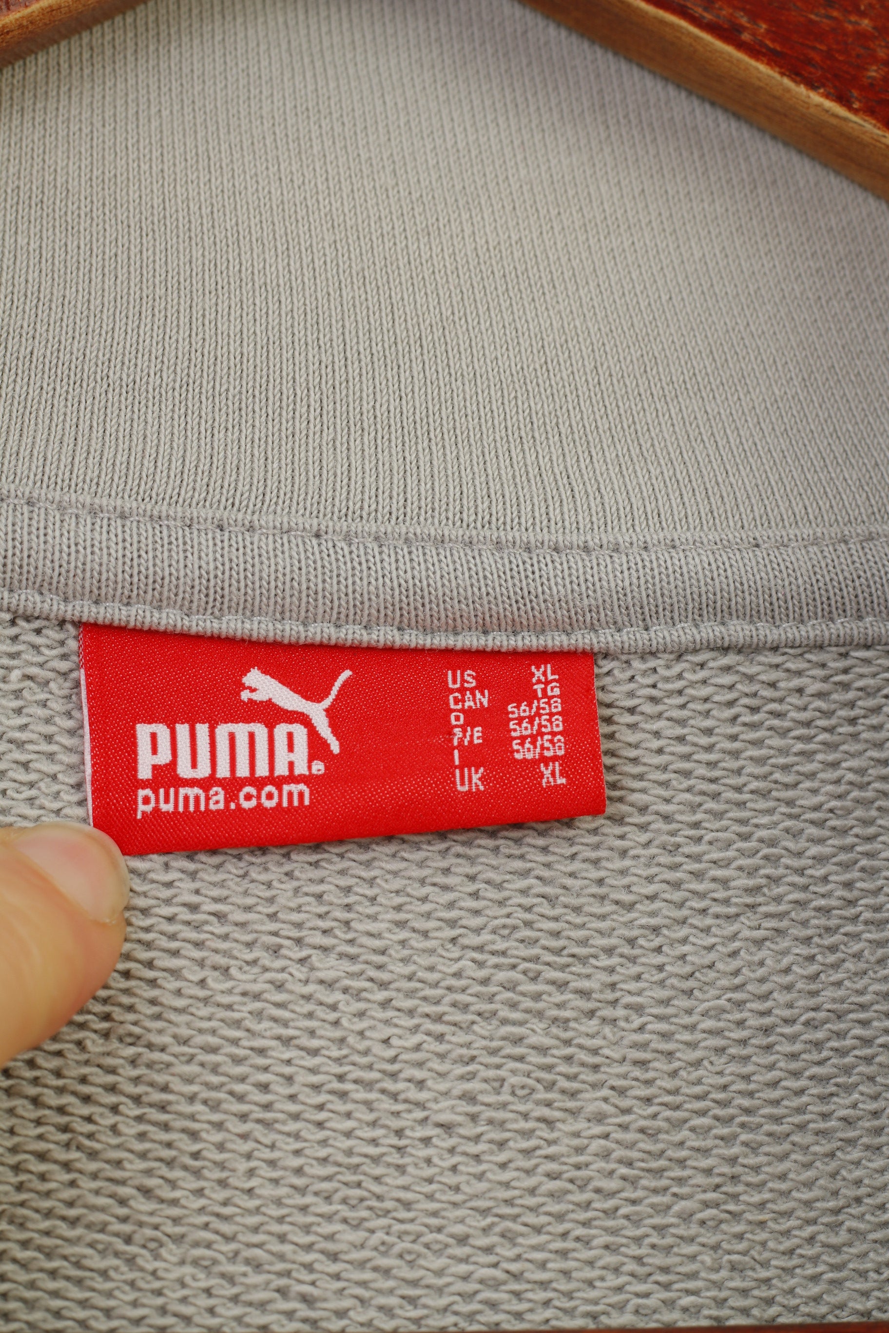 Puma Women XL Sweatshirt Grey Full Zipper Cotton Vintage Training Pockets Top