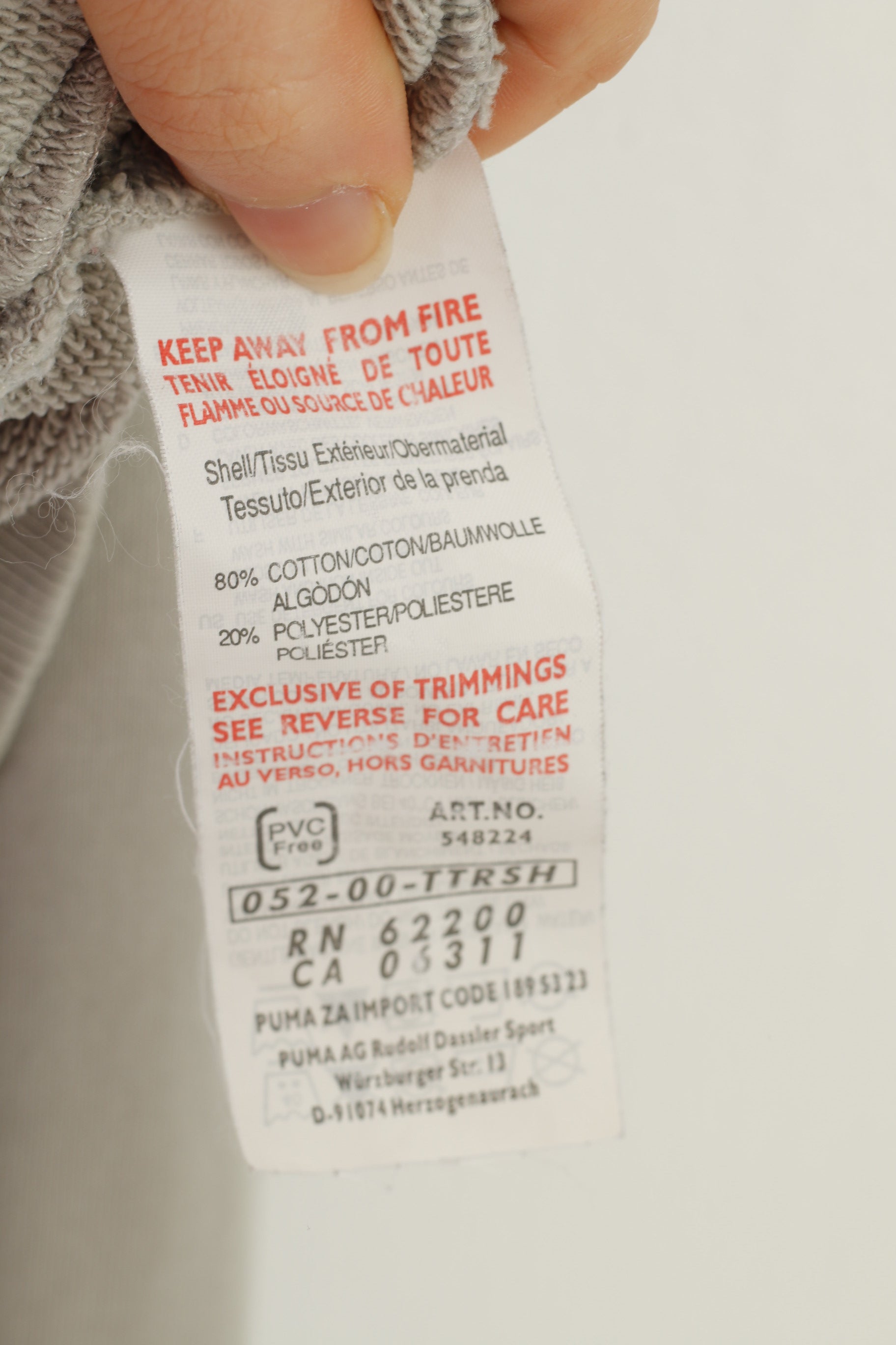 Puma Sweat-shirt XL pour femme Gris Fermeture éclair complète en coton avec poches d'entraînement vintage