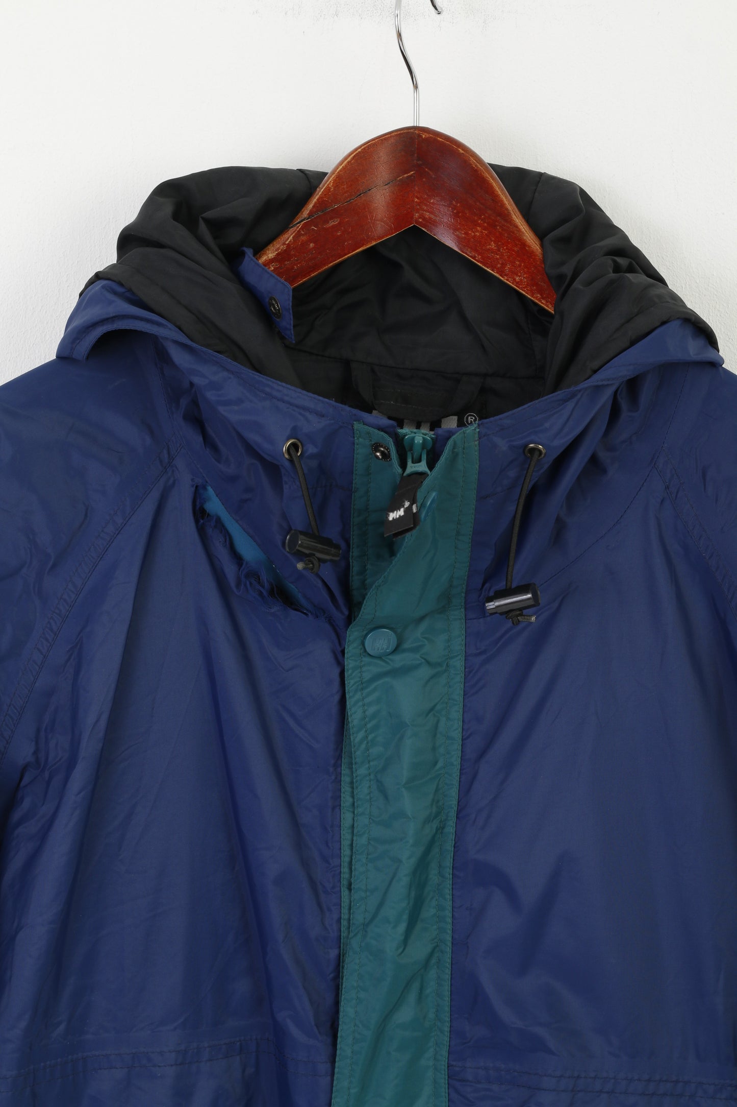 Giacca da vela Helly Hansen da uomo XL verde scuro in nylon impermeabile con cerniera e cappuccio