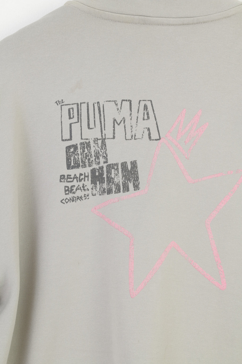 Puma Sweat-shirt XL pour femme Gris Fermeture éclair complète en coton avec poches d'entraînement vintage
