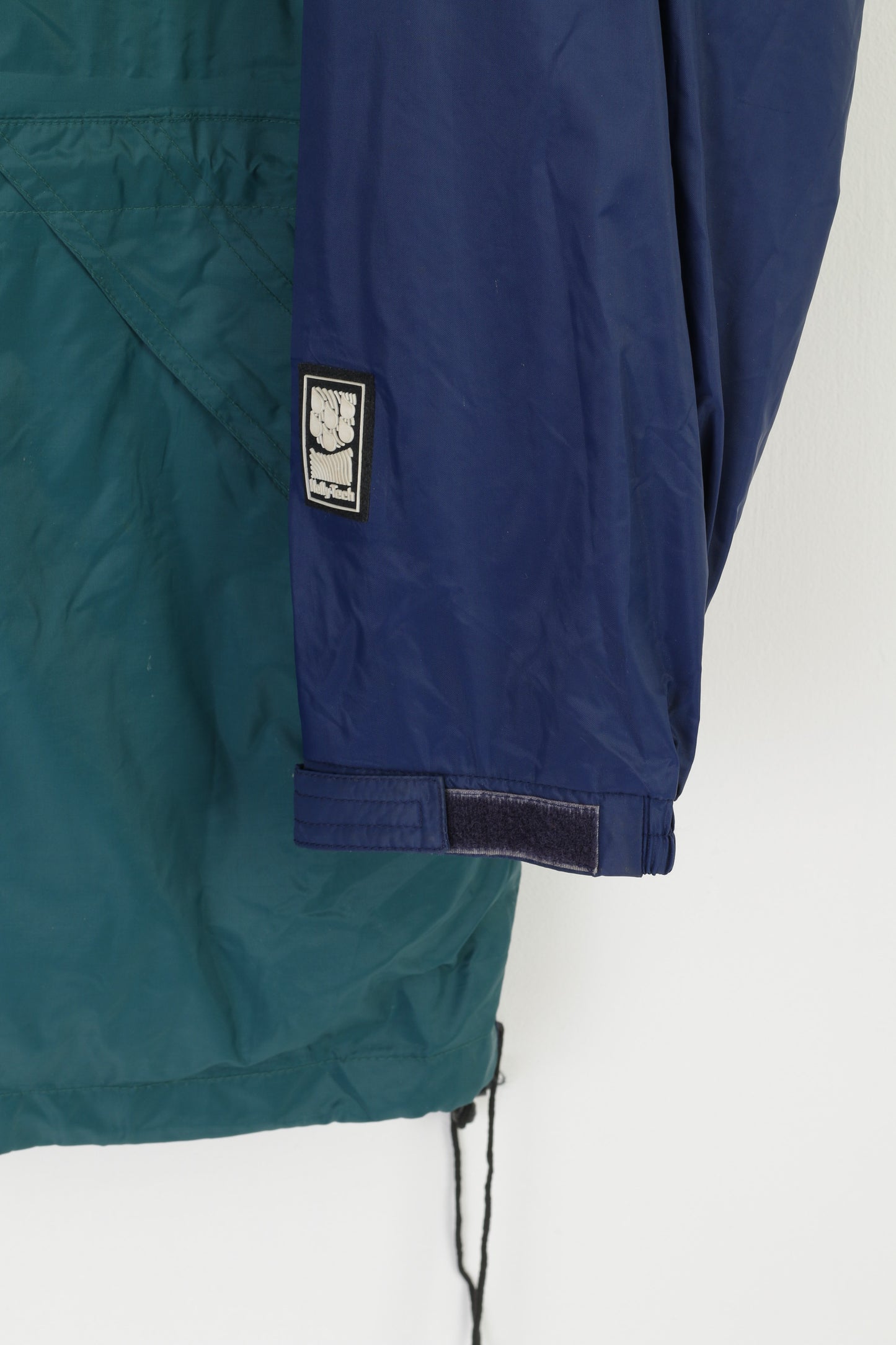 Helly Hansen Hommes XL Veste Marine Vert Nylon Imperméable À Capuche Zip Up Outdoor Sailing Top