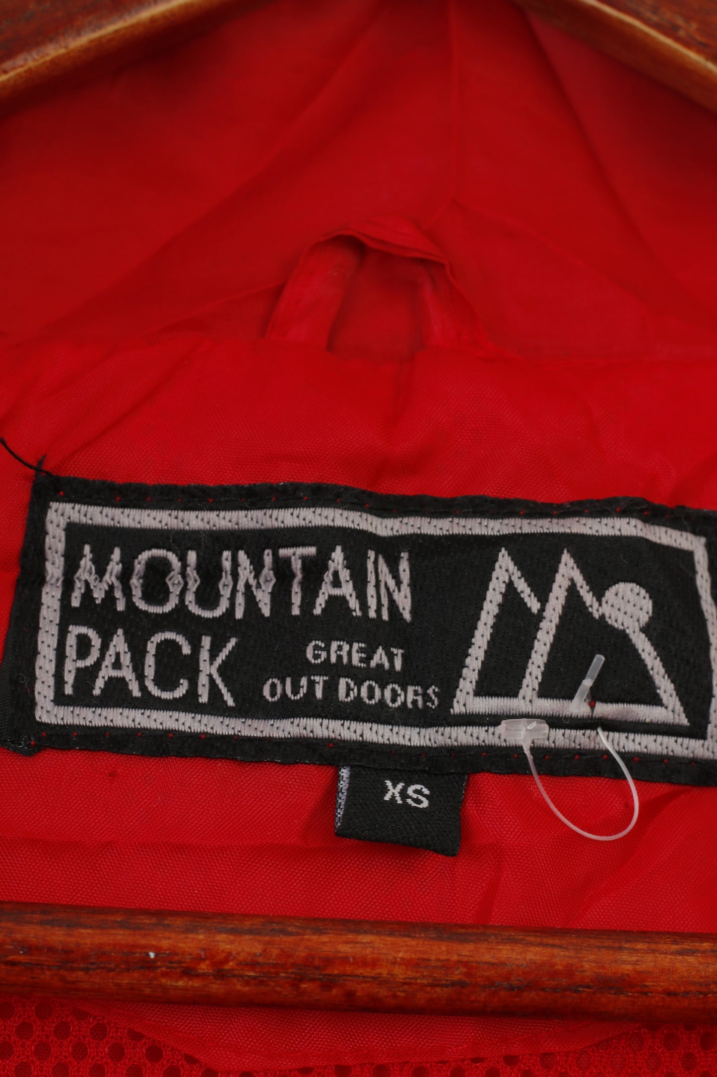 Mountain Pack Veste de pluie XS pour homme Rouge Fermeture éclair complète Hodded Nylon Léger Extérieur Vintage Top