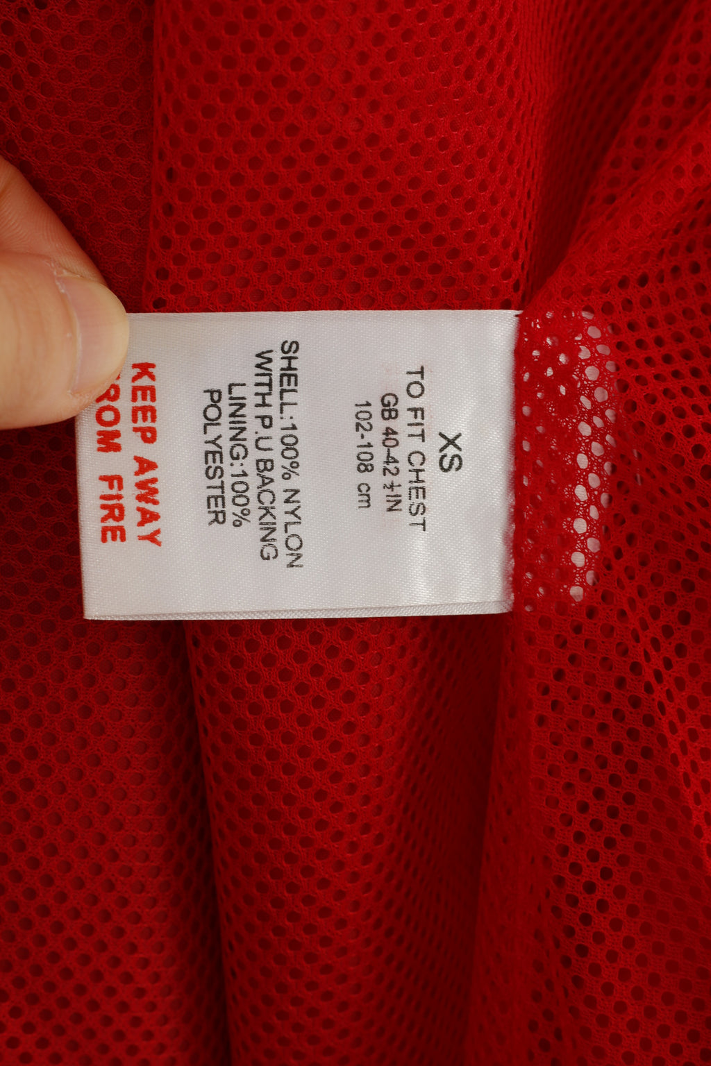 Mountain Pack Veste de pluie XS pour homme Rouge Fermeture éclair complète Hodded Nylon Léger Extérieur Vintage Top