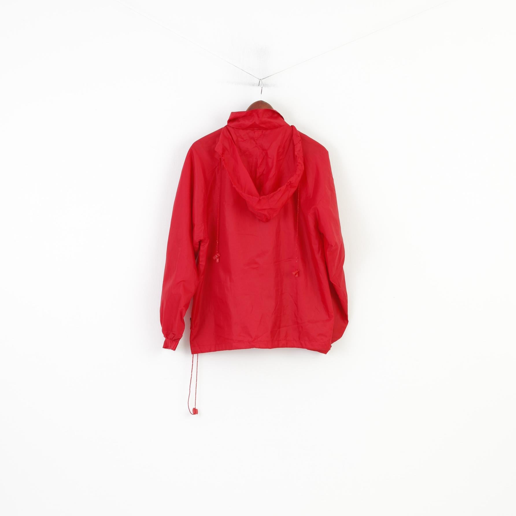 Mountain Pack Veste de pluie XS pour homme Rouge Fermeture éclair complète Hodded Nylon Léger Extérieur Vintage Top