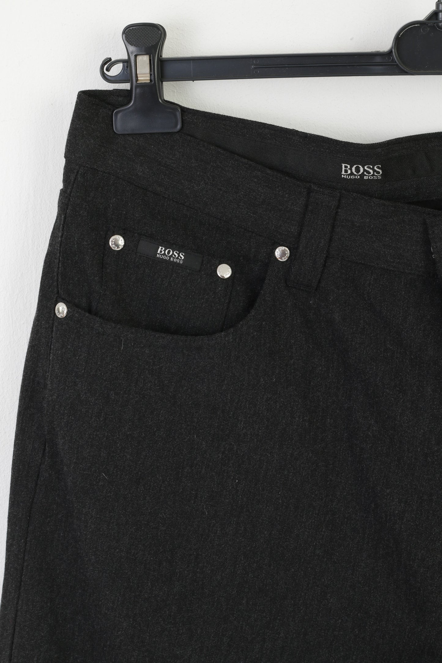 Hugo Boss Homme 38 Pantalon Charbon Viscose Laine Blernd Vintage Alabama Pantalon