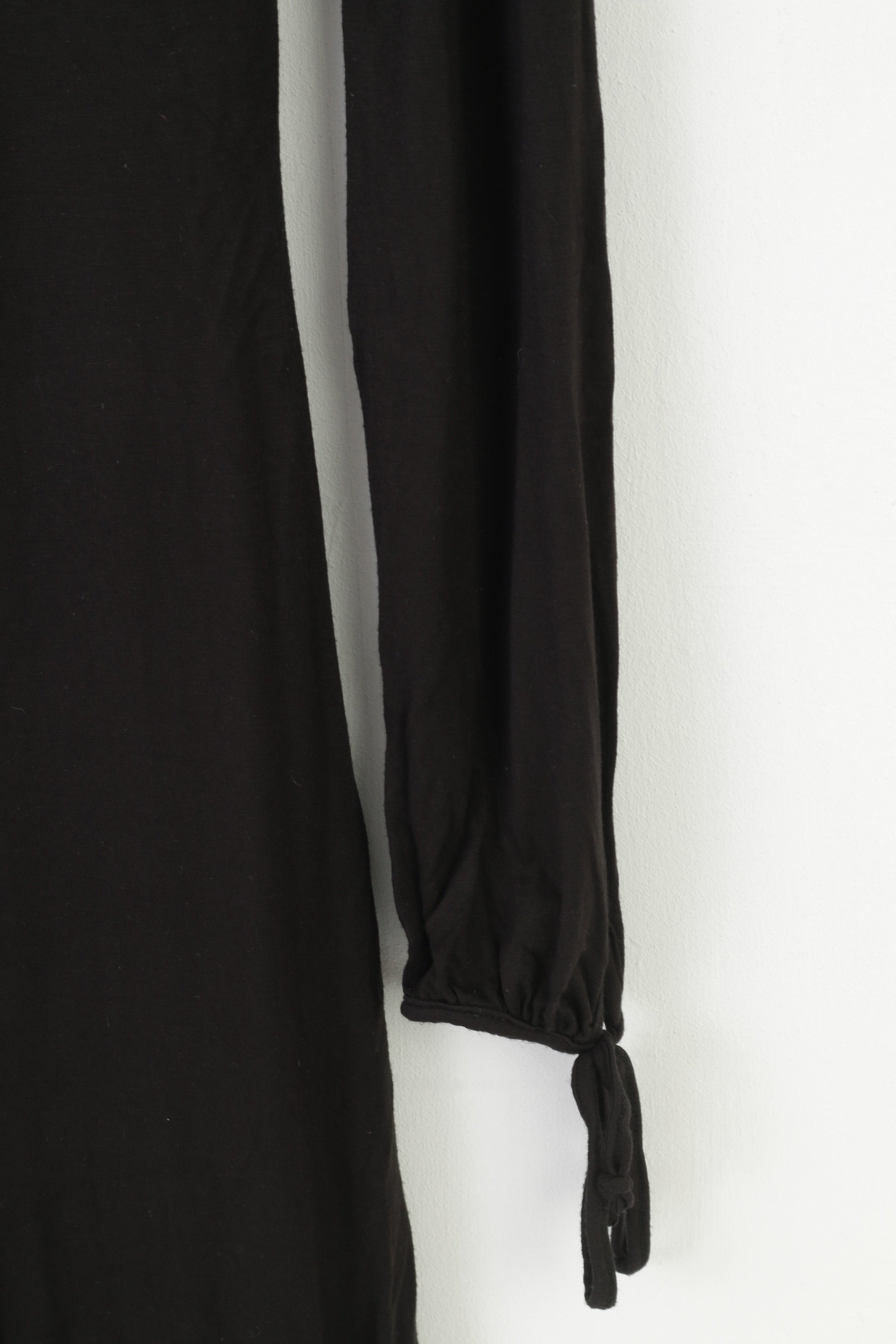 C&amp;A Clockhouse Femmes 40 M Mini Robe Col en V Manches Longues Noir Vintage Haut Élastique