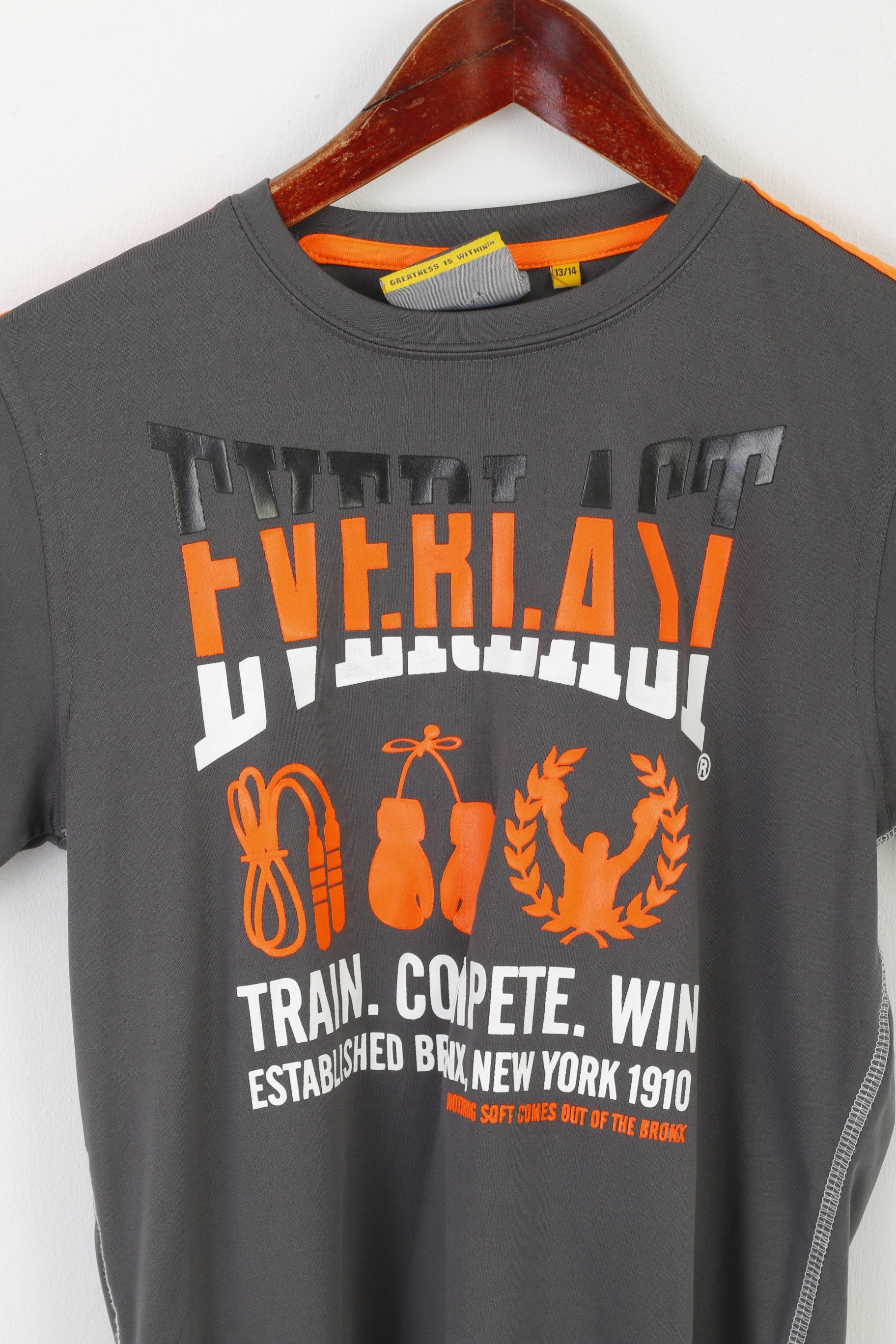 Everlast garçons 13 14 âge chemise gris Sport entraînement graphique Sportswear haut en jersey