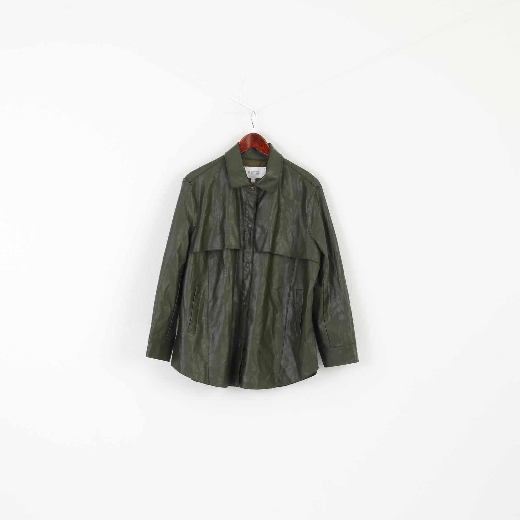 New Ipekyol Women 38 M Jacket Green Biker Boho Snap Oversize Lightweight Top
