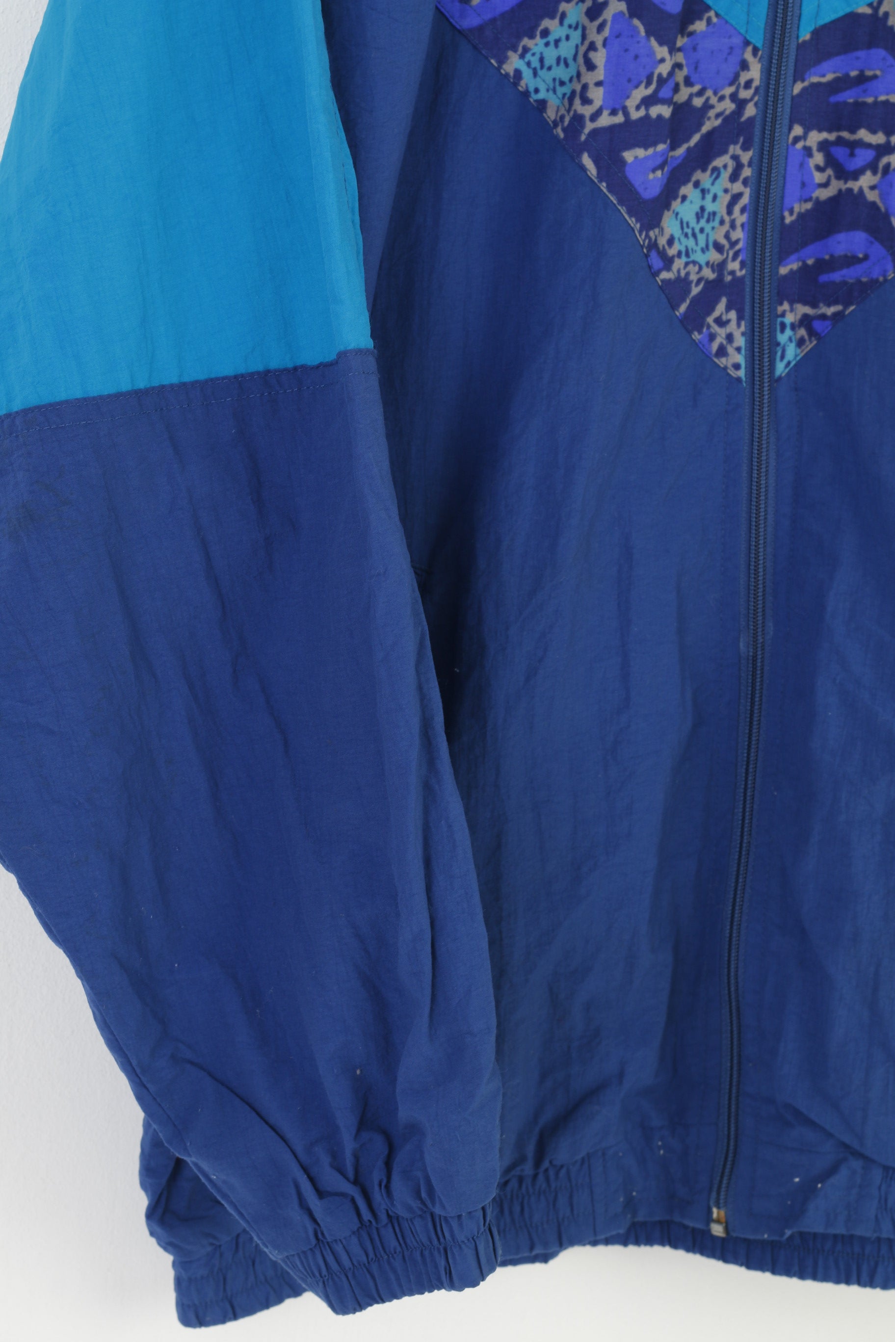 Crane Sports Men S Lightweight Jacket Blue Full Zipper Sportswear Nylon Waterproof Vintage 90s Pockets Top