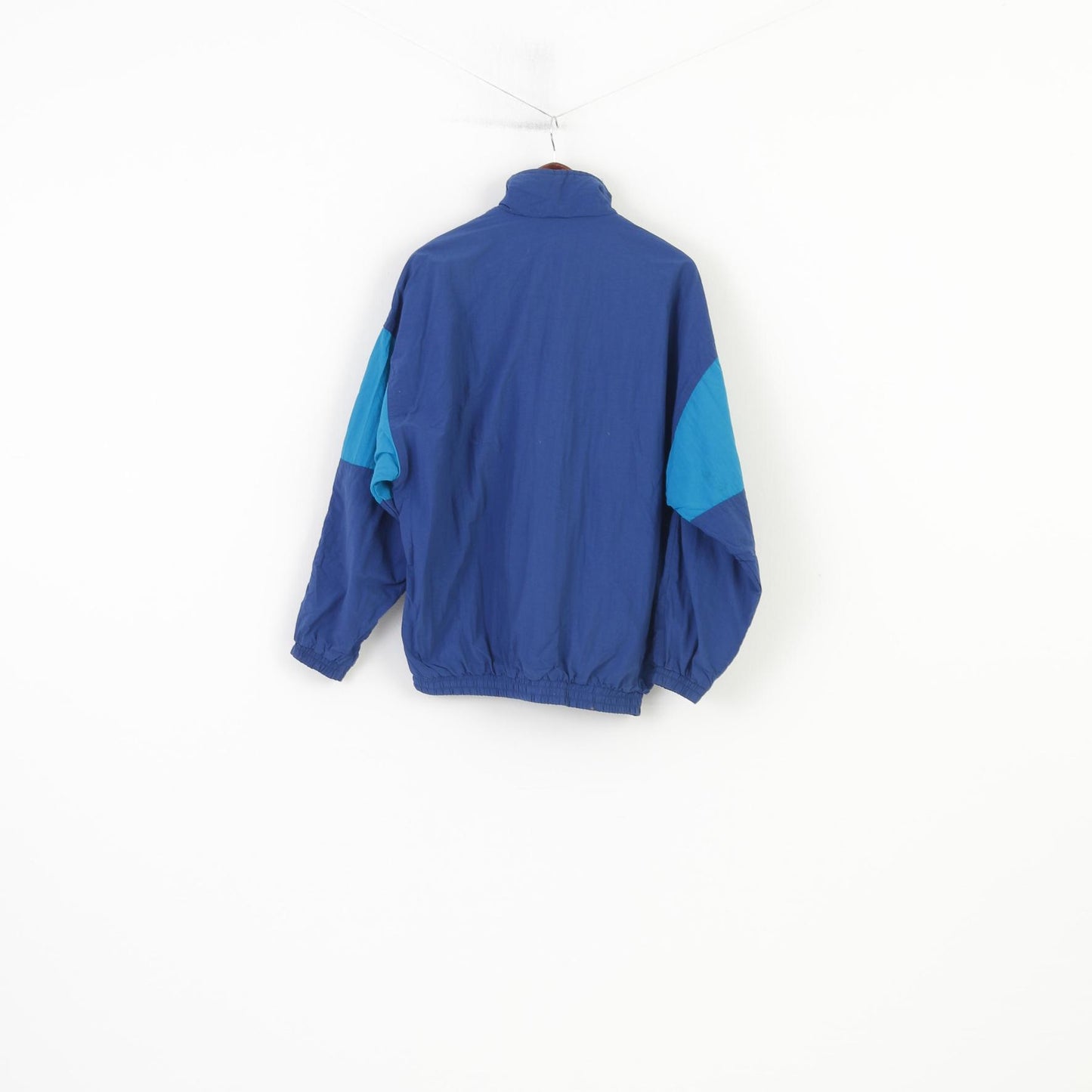 Giacca leggera da uomo Crane Sports Blu con cerniera intera Abbigliamento sportivo in nylon impermeabile vintage anni '90 Tasche superiori 
