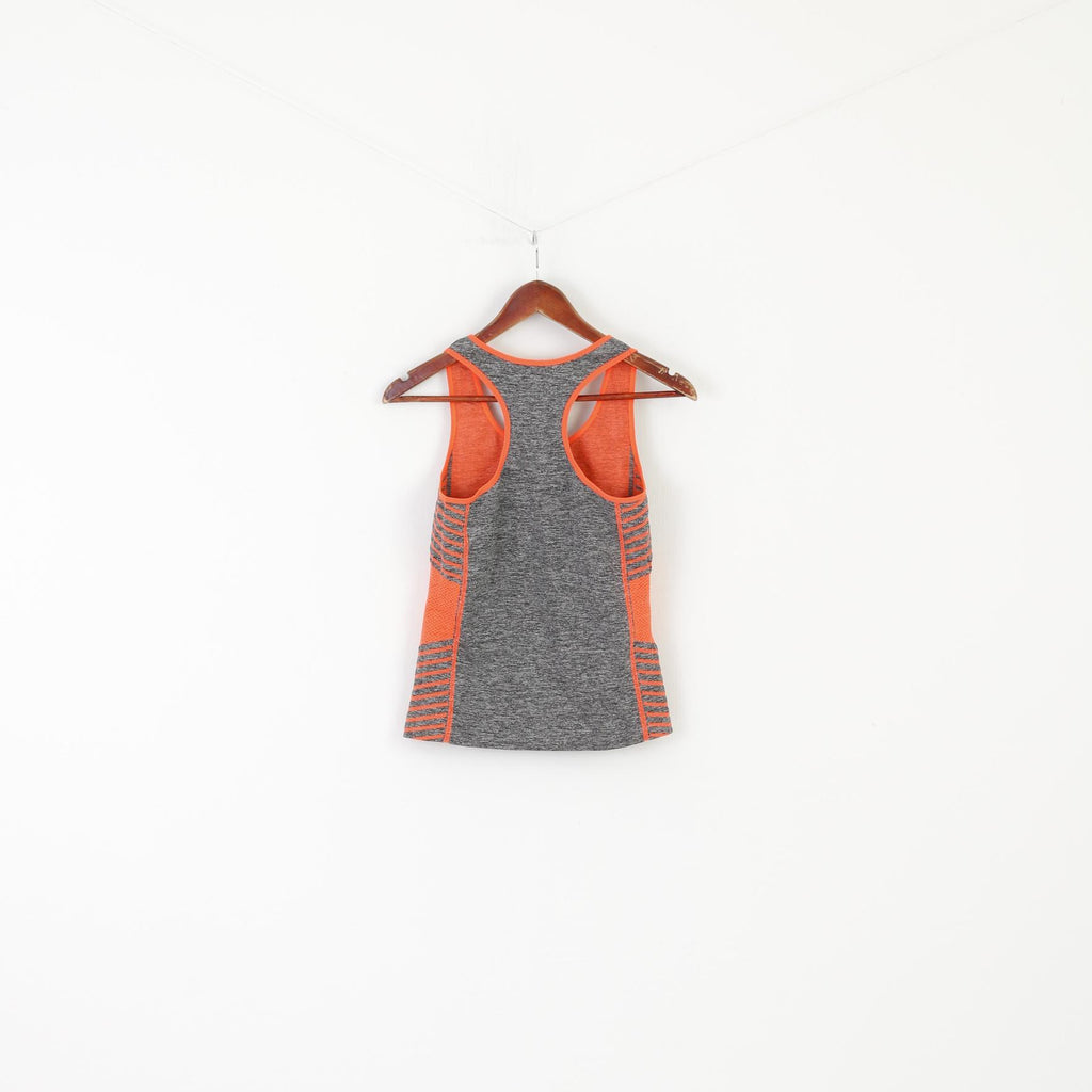 Nike Women S Shirt Gray Orange Neon Sportswear Stretch Sleeveless Vest Top