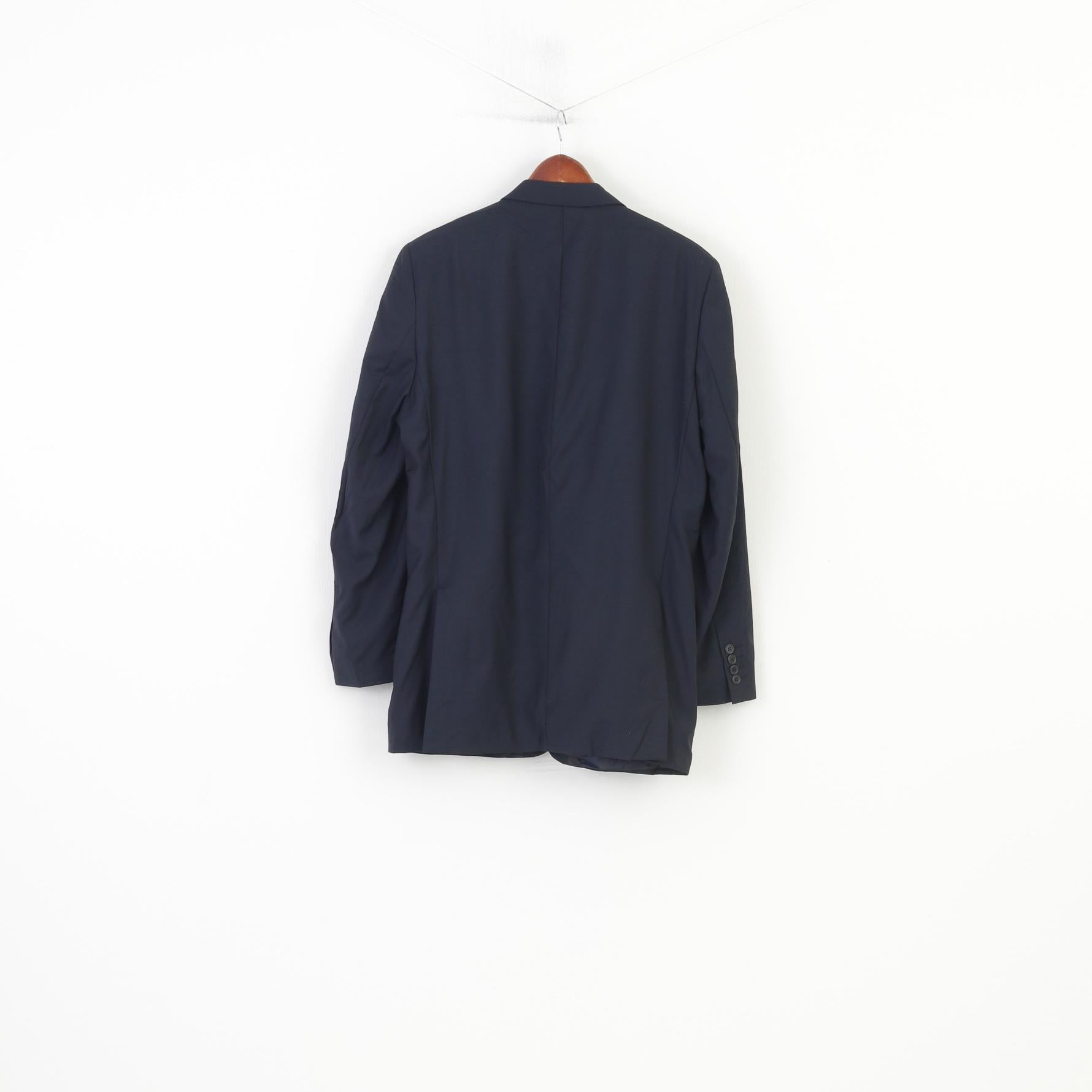 Daniel Hechter Paris Men 42 Blazer Navy  Wool Single Breasted Shoulder Pads Vintage Jacket