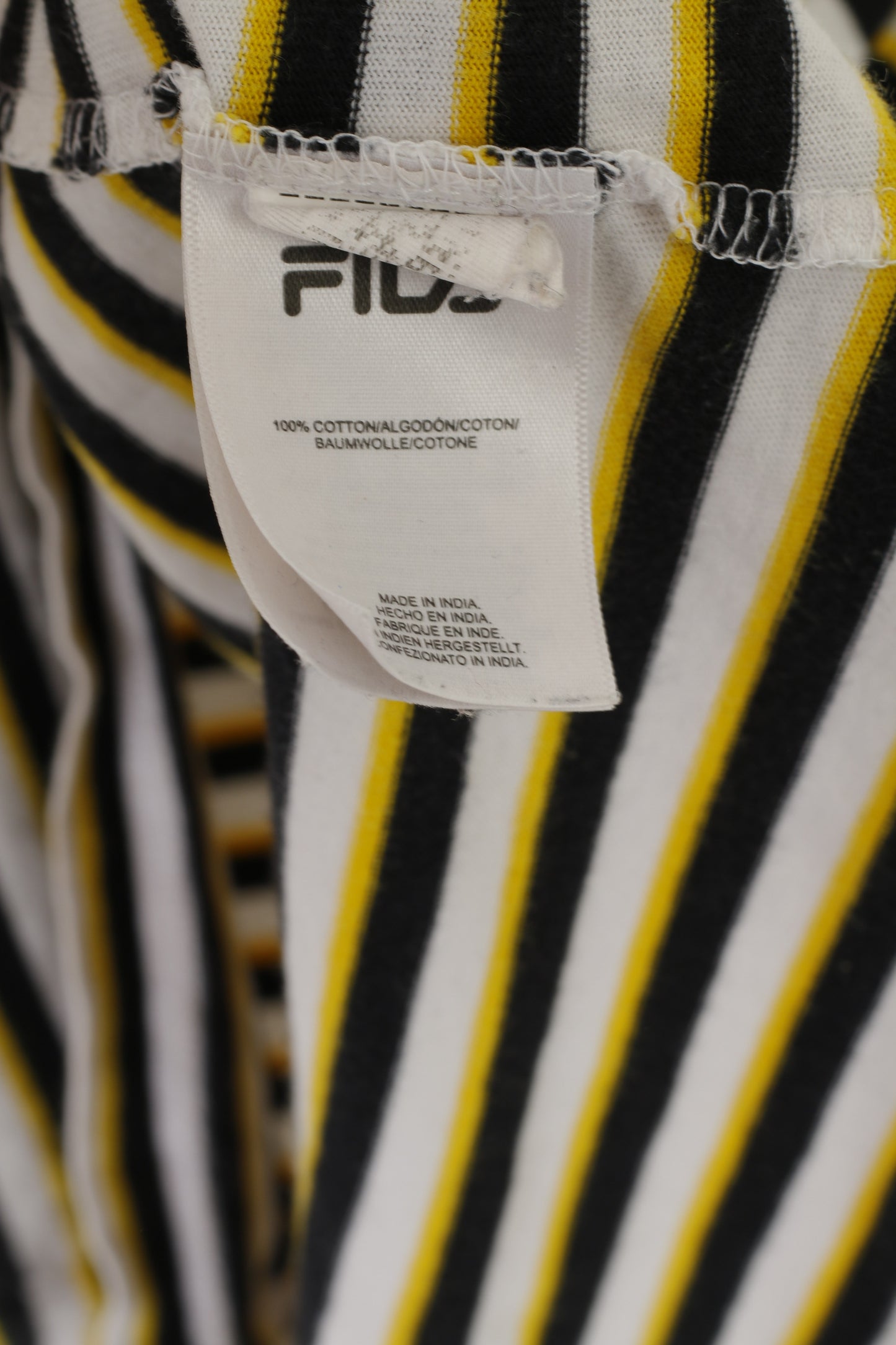 Fila Homme M Chemise Blanc Jaune Rayé Vintage Coton International Sport Italie Top