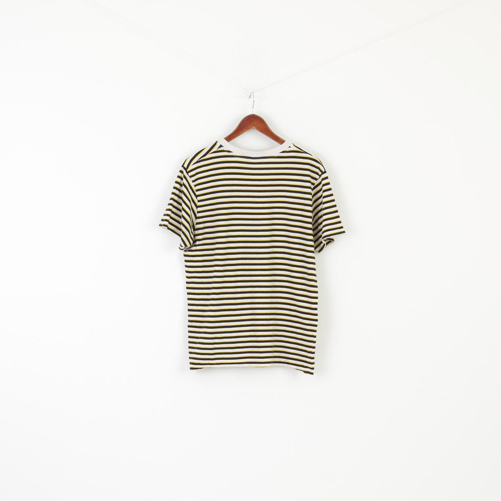 Fila Homme M Chemise Blanc Jaune Rayé Vintage Coton International Sport Italie Top