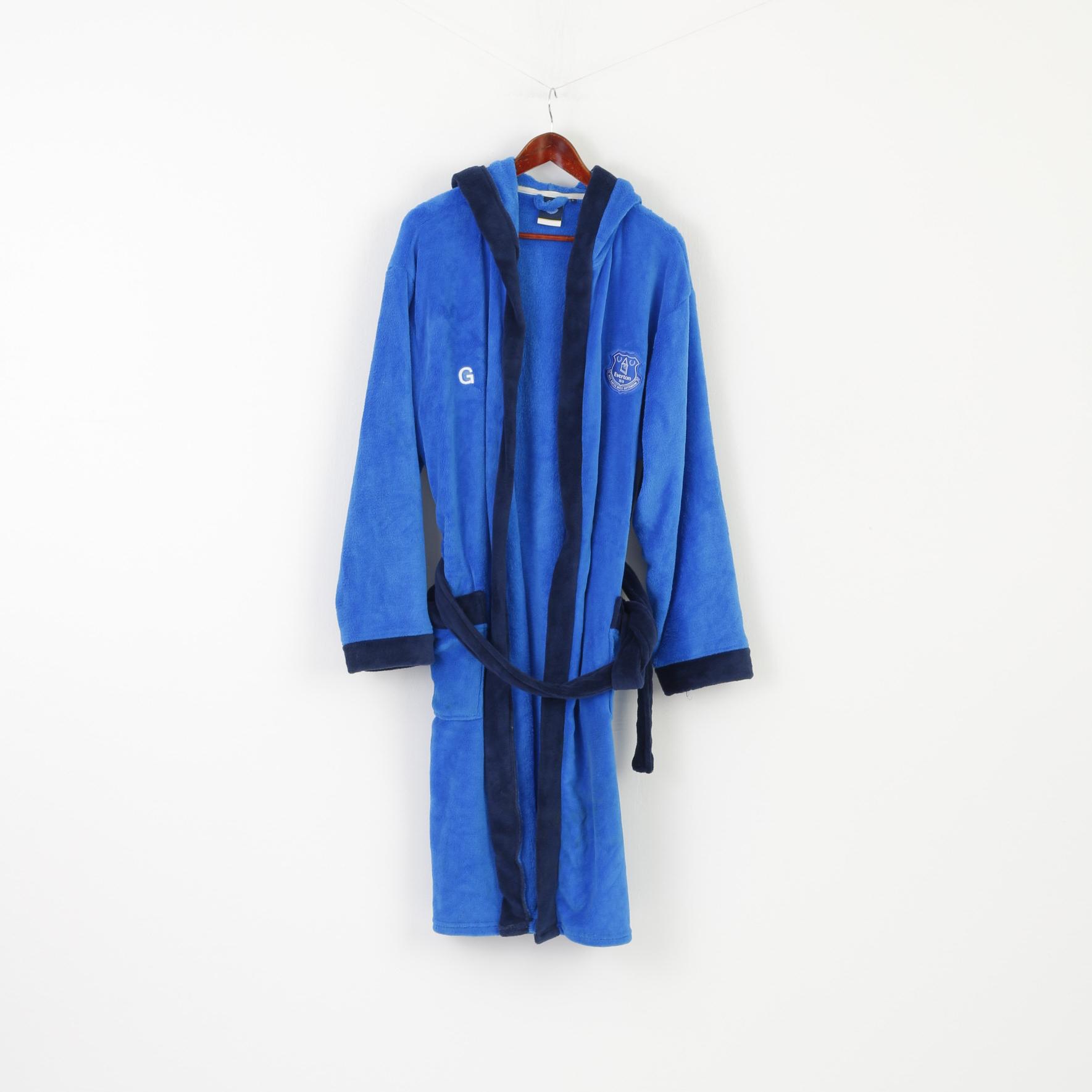 Everton Football Club Men L Dressing Gown Blue Fleeced Logo GJ Hooded