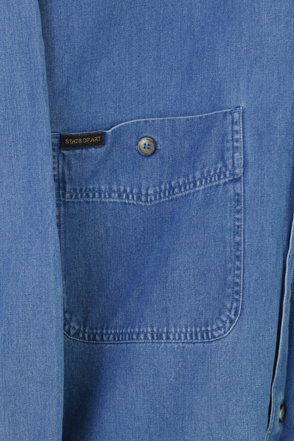 State Of Art Camicia casual da uomo L. Jeans con colletto in denim e bottoni. Top classico in cotone a maniche lunghe blu 