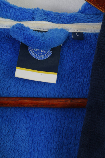 Everton Football Club Men L Dressing Gown Blue Fleeced Logo GJ Hooded