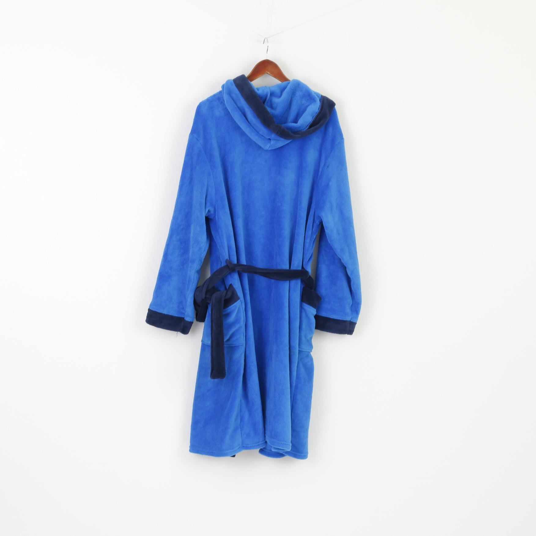 Everton Football Club Men L Dressing Gown Blue Fleeced Logo GJ Hooded