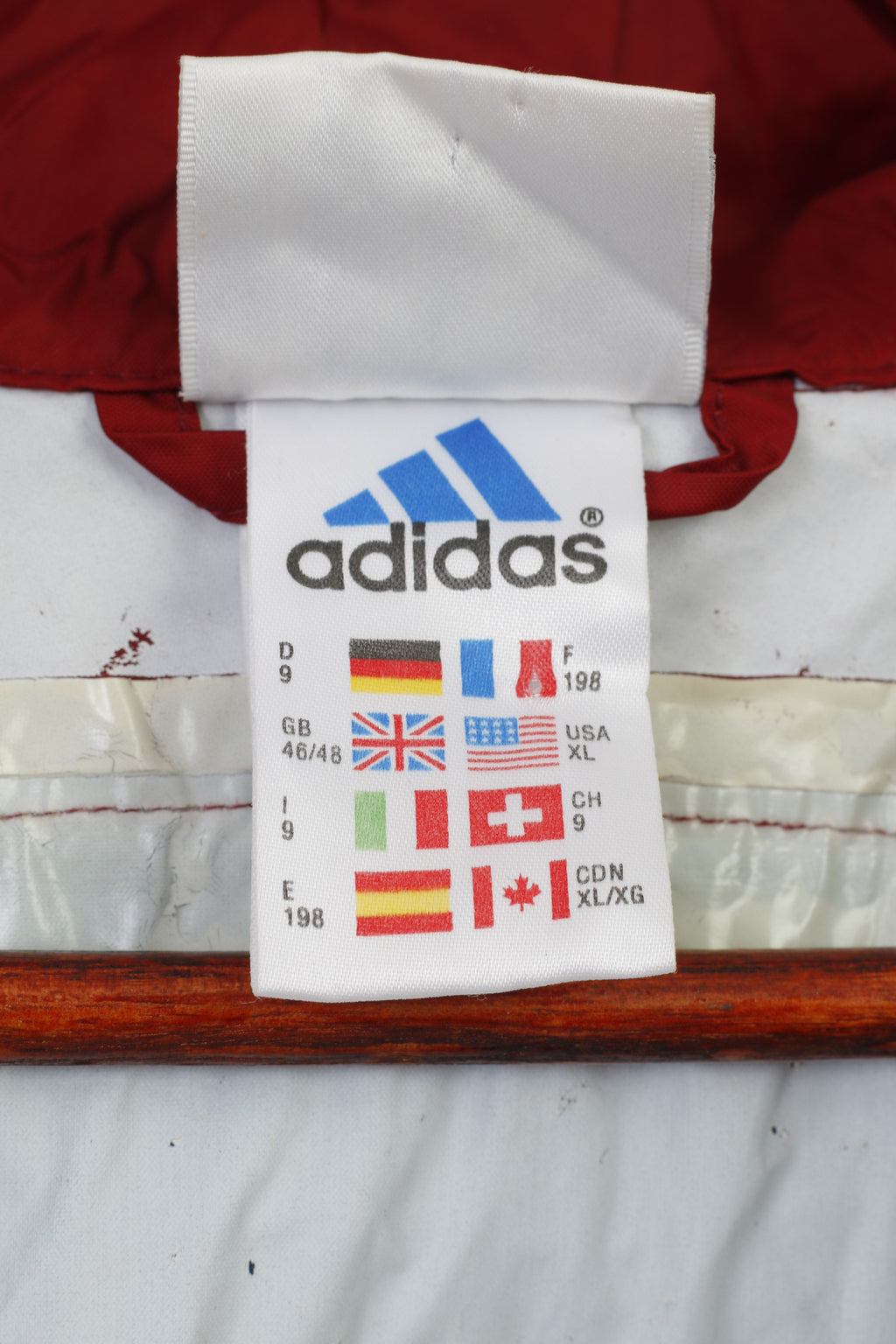 Adidas Hommes XL Veste Légère Fermeture Éclair Complète Marine Nylon À Capuchon Sportswear Vintage Haut Imperméable 