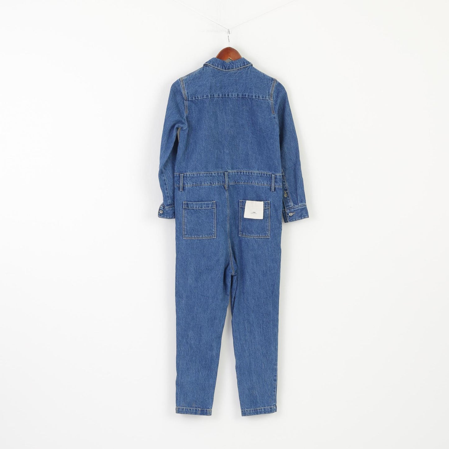 Jnby Women XS Dungarees Blue Denim Cotton Long Sleeve Button Up Overalls