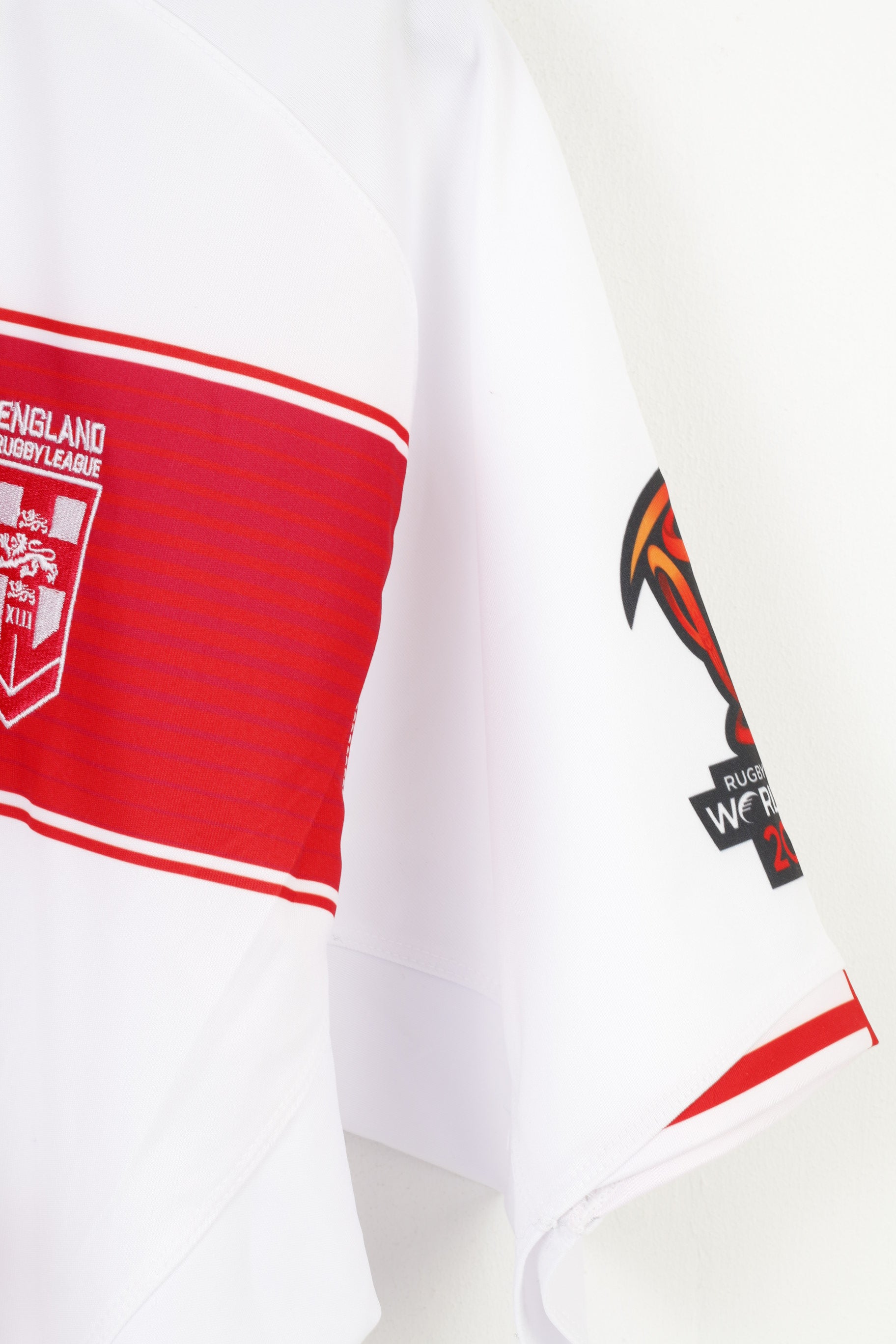 BLK  Men L Shirt White World Cup 2017 Jersey England Rugby League Crew Neck Vintage  Top