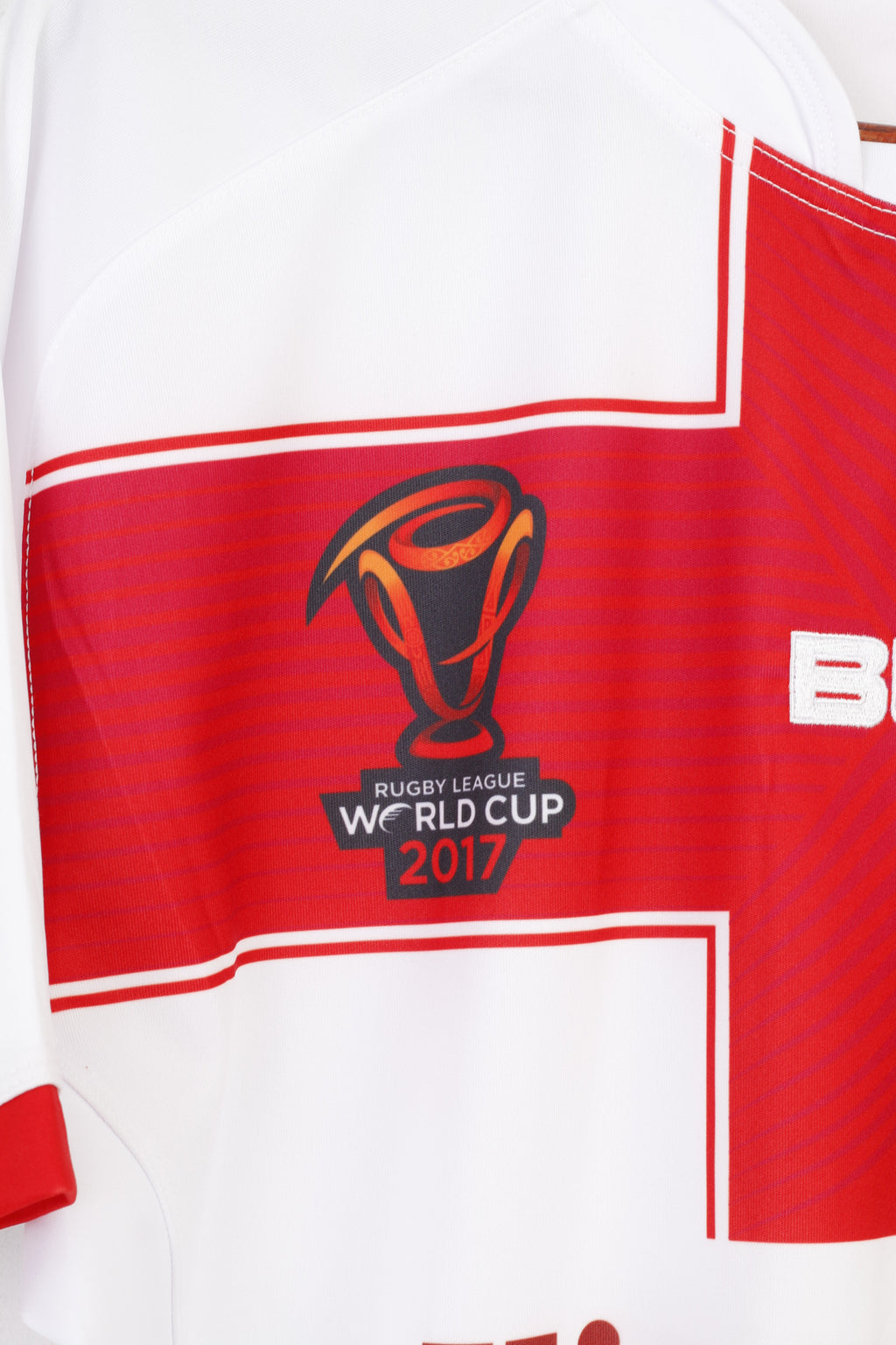 BLK  Men L Shirt White World Cup 2017 Jersey England Rugby League Crew Neck Vintage  Top