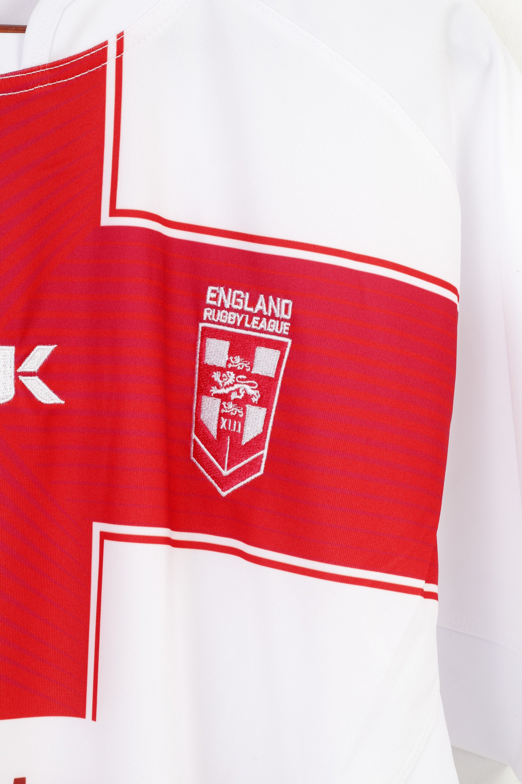 BLK  Men L Shirt White World Cup 2017 Jersey England Rugby League Crew Neck Vintage  Top