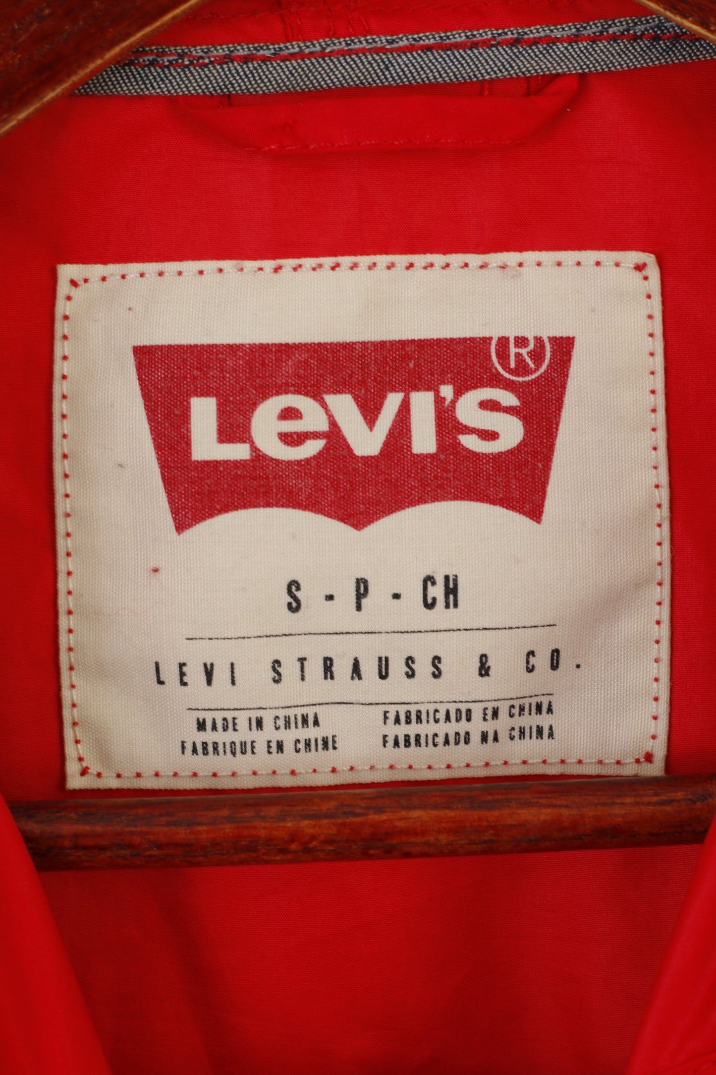 Levi's Men S Jacket Bleu Rouge Léger Pleine Fermeture Éclair À Capuche Haut Décontracté