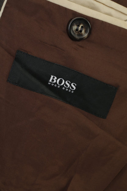 Hugo Boss Hommes 40 50 Blazer Gris Rayé Laine Vierge Veste Vintage à Simple Boutonnage