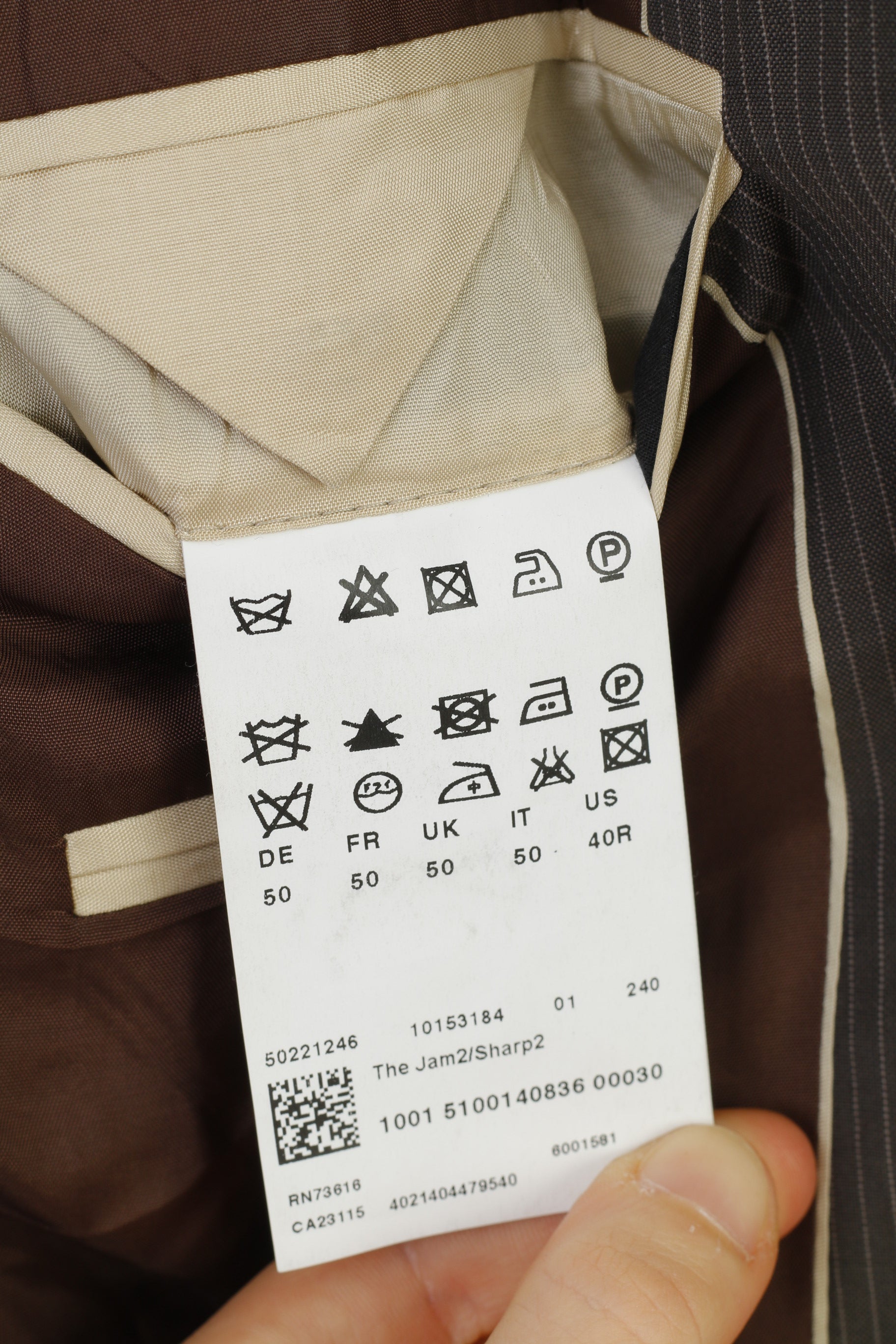 Hugo Boss Men 40 50 Blazer Grey Striped Virgin Wool Single Breasted Vintage Jacket