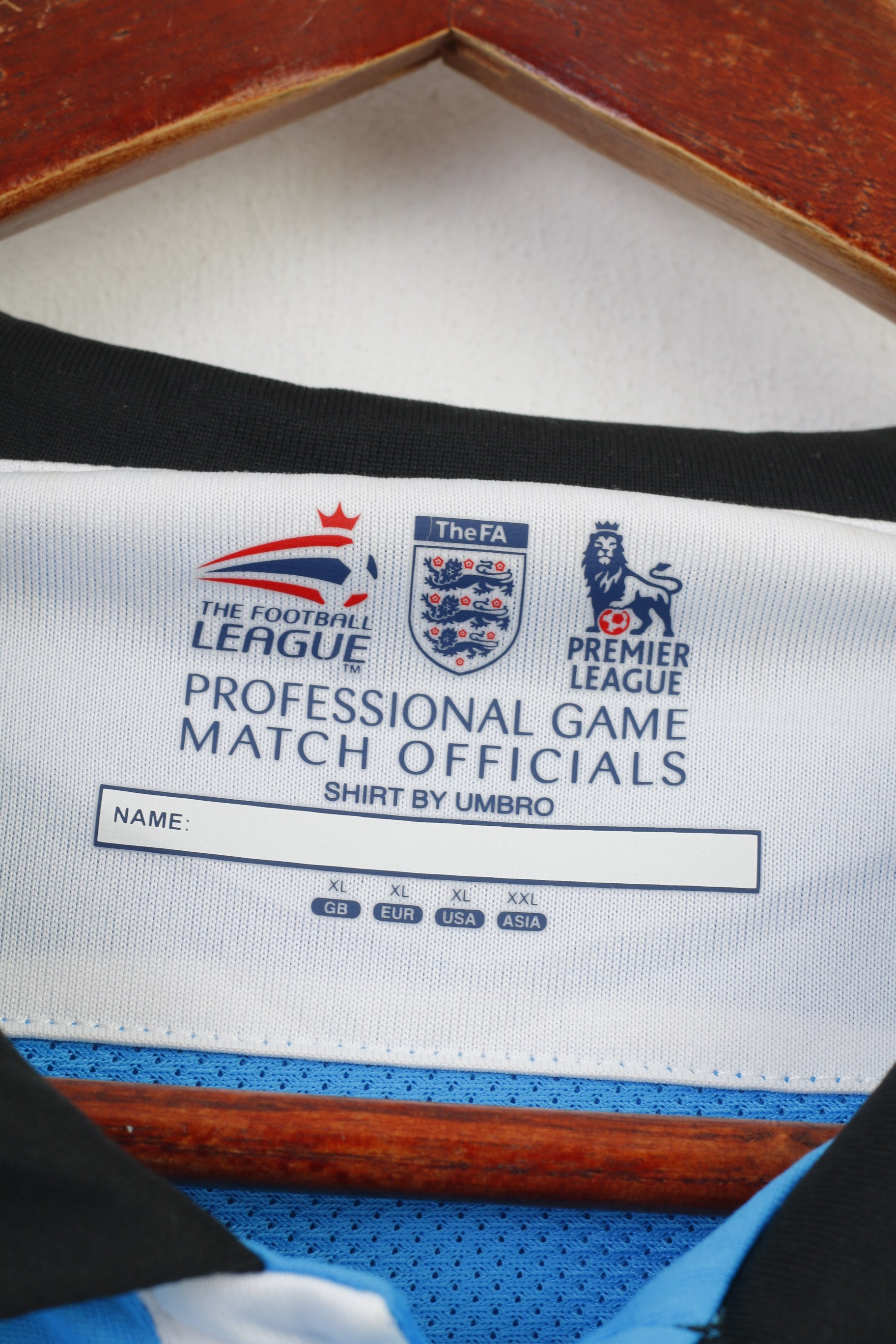 Umbro The Football League Men XL Polo Shirt Blue Premier League Jersey snap Bottoms Sport Vintage Training Sportswear Top