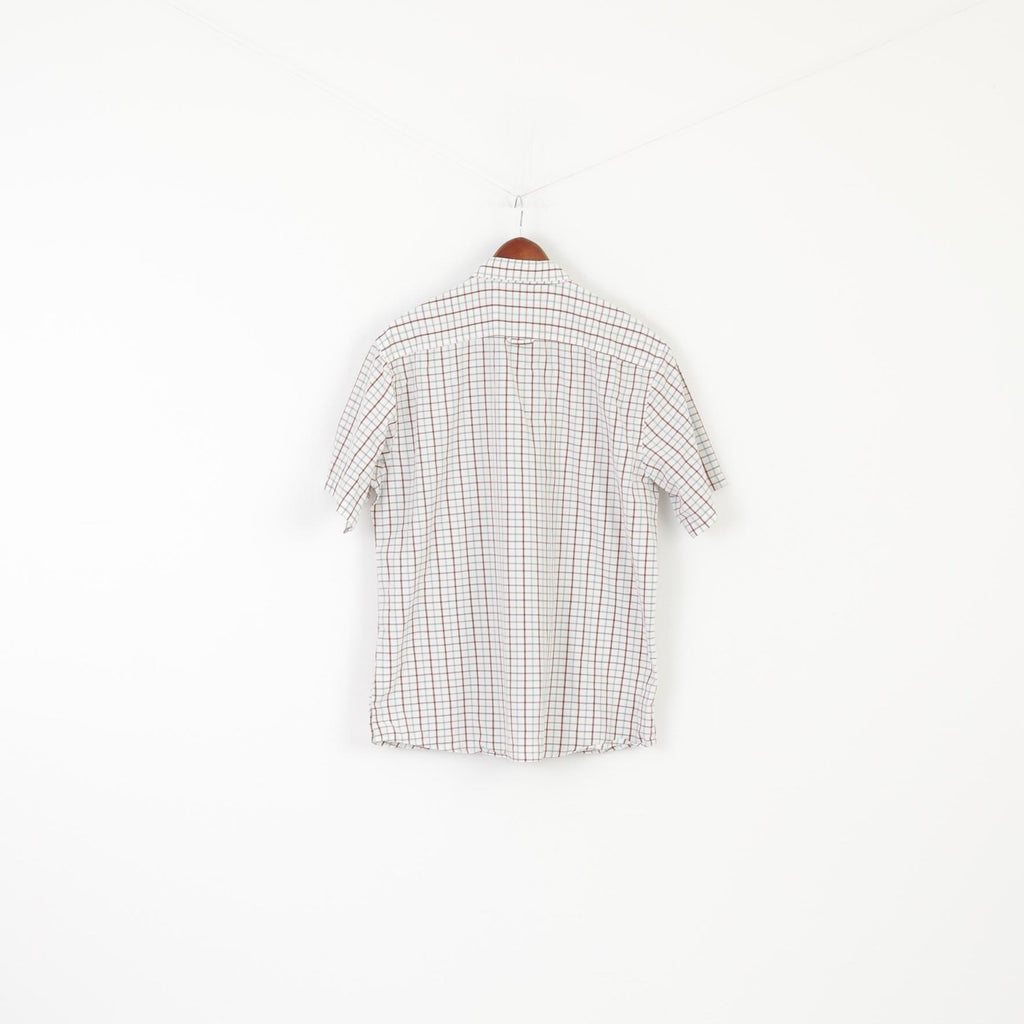 Dickies Men XL Casual Shirt Beige Checkered Cotton Blend Pocket Short Sleeve Top