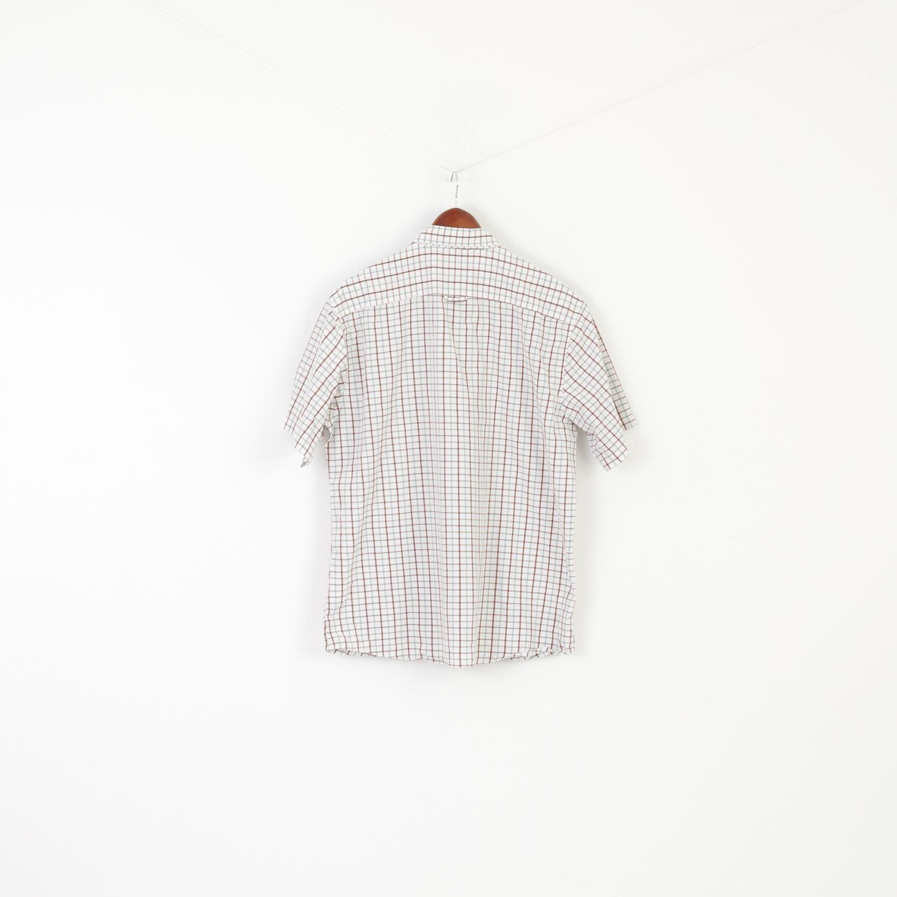Dickies Men XL Casual Shirt Beige Checkered Cotton Blend Pocket Short Sleeve Top