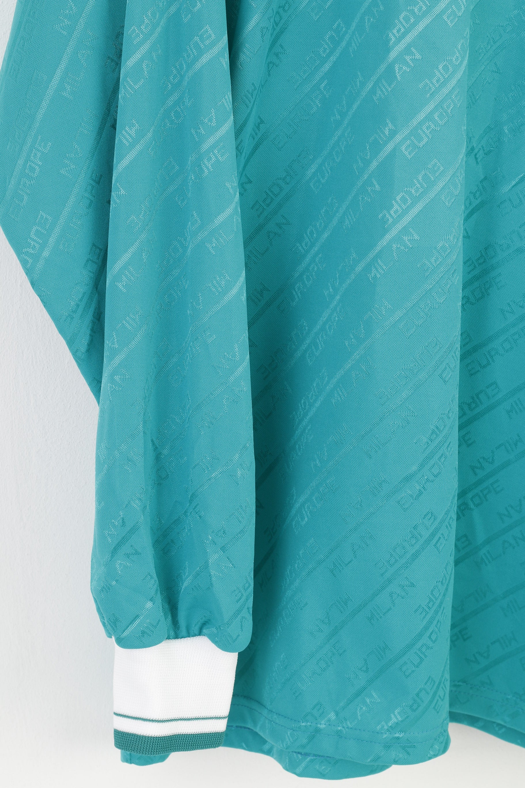 Milan Europe Men XL Shirt Green Sportswear  Img V Neck Collar Training Long Sleeve Vintage #3 Top