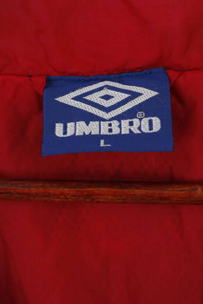 Umbro Men L Jacket Blue Vintage 90s Full Zipper Bomber Sportswear Top