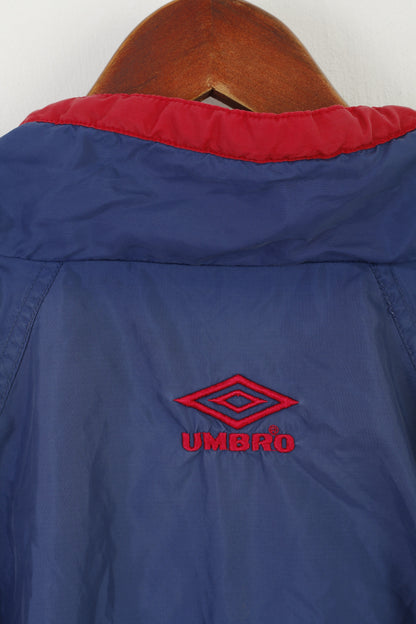 Umbro Men L Jacket Blue Vintage 90s Full Zipper Bomber Sportswear Top