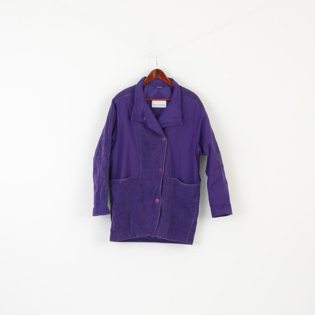 Four Seasons Of London Women 10 38 M Jacket Purple Cotton Padded Shoulder Pads Top