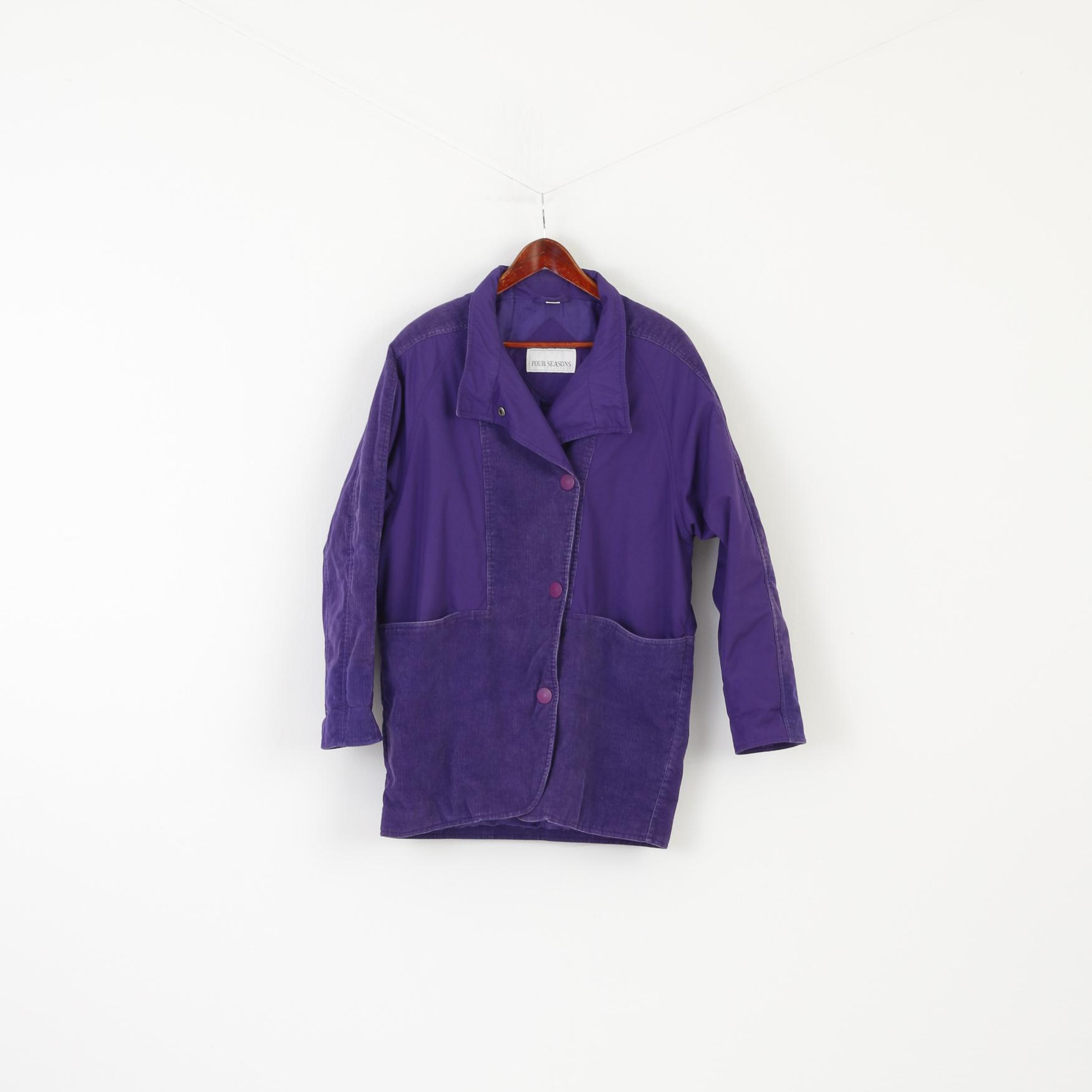 Four Seasons Of London Women 10 38 M Jacket Purple Cotton Padded Shoulder Pads Top