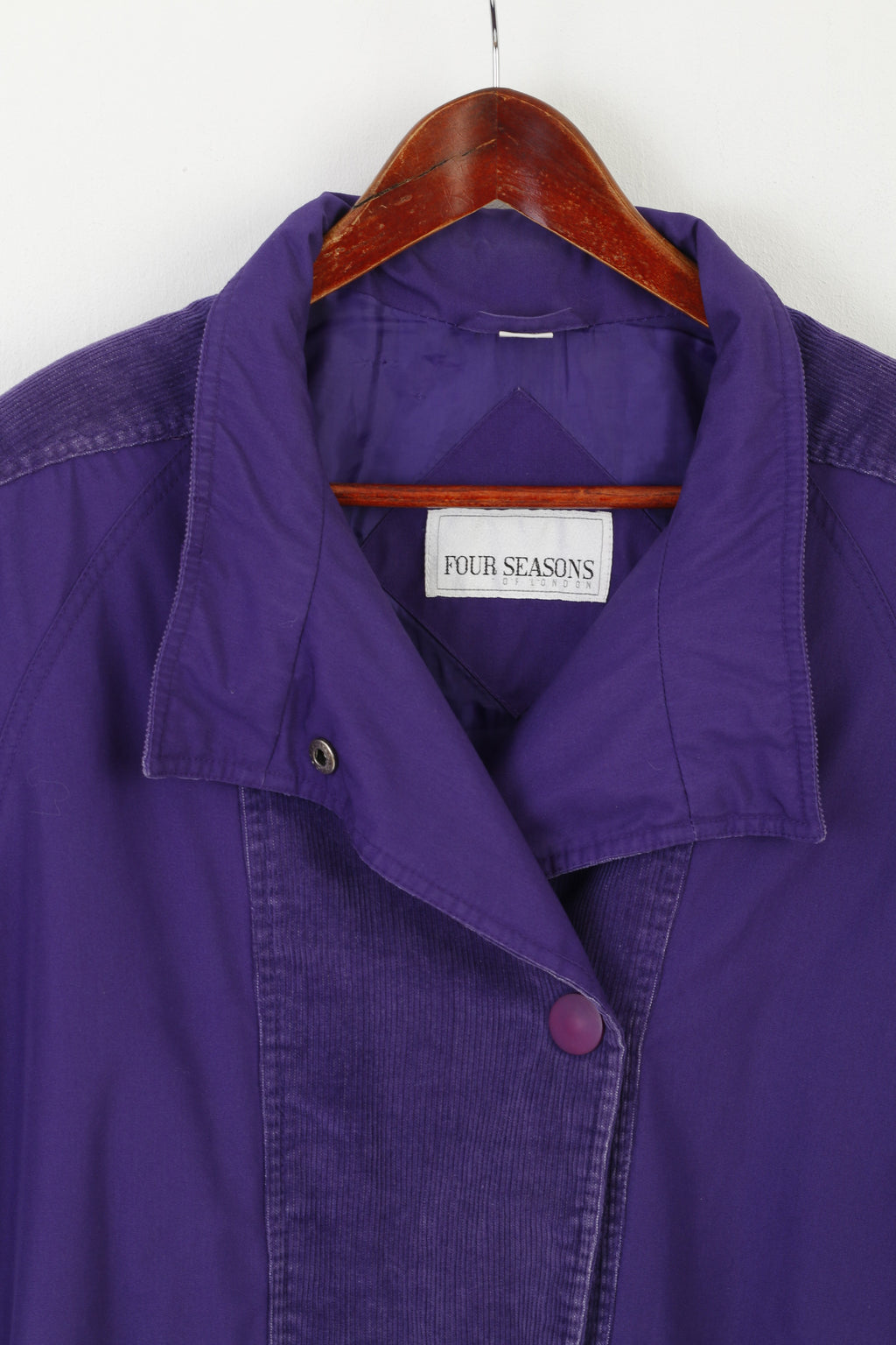 Four Seasons Of London Women 10 38 M Jacket Purple Cotton Padded Shoulder Pads Top