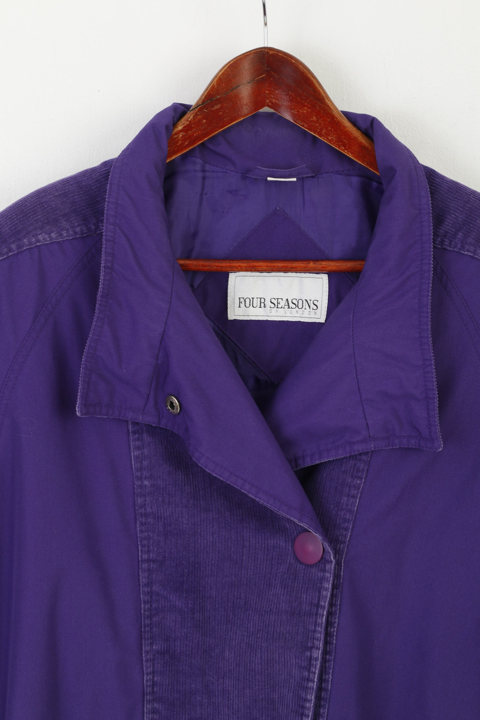 Four Seasons Of London Women 10 38 M Jacket Purple Cotton Padded Shoulder Pads Top
