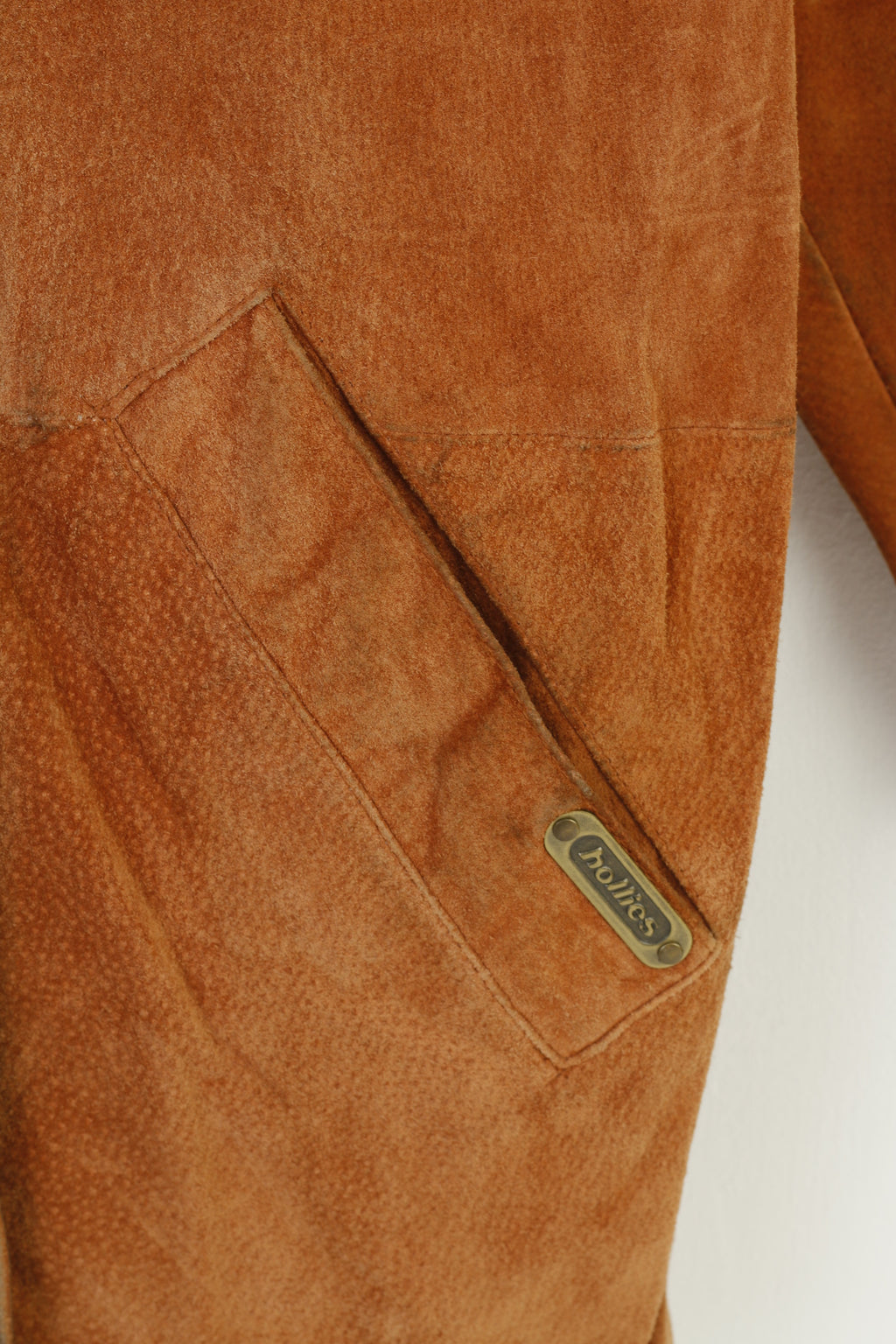 Hollies Women 38 M Leather Jacket Double Breasted Brown Suede Camel Vintage Great Look Vintage Collar Top