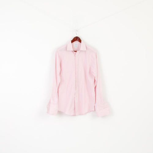 Brooks Brothers 15.5 34 L Casual Shirt Pink Cotton Cuff Elegant Long Sleeve Top