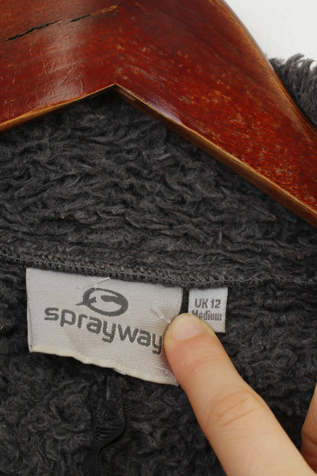 Sprayway Women 12 M Fleece  Sweatshirt Grey Fluffy Full Zipper Padded Warm Vintage Top