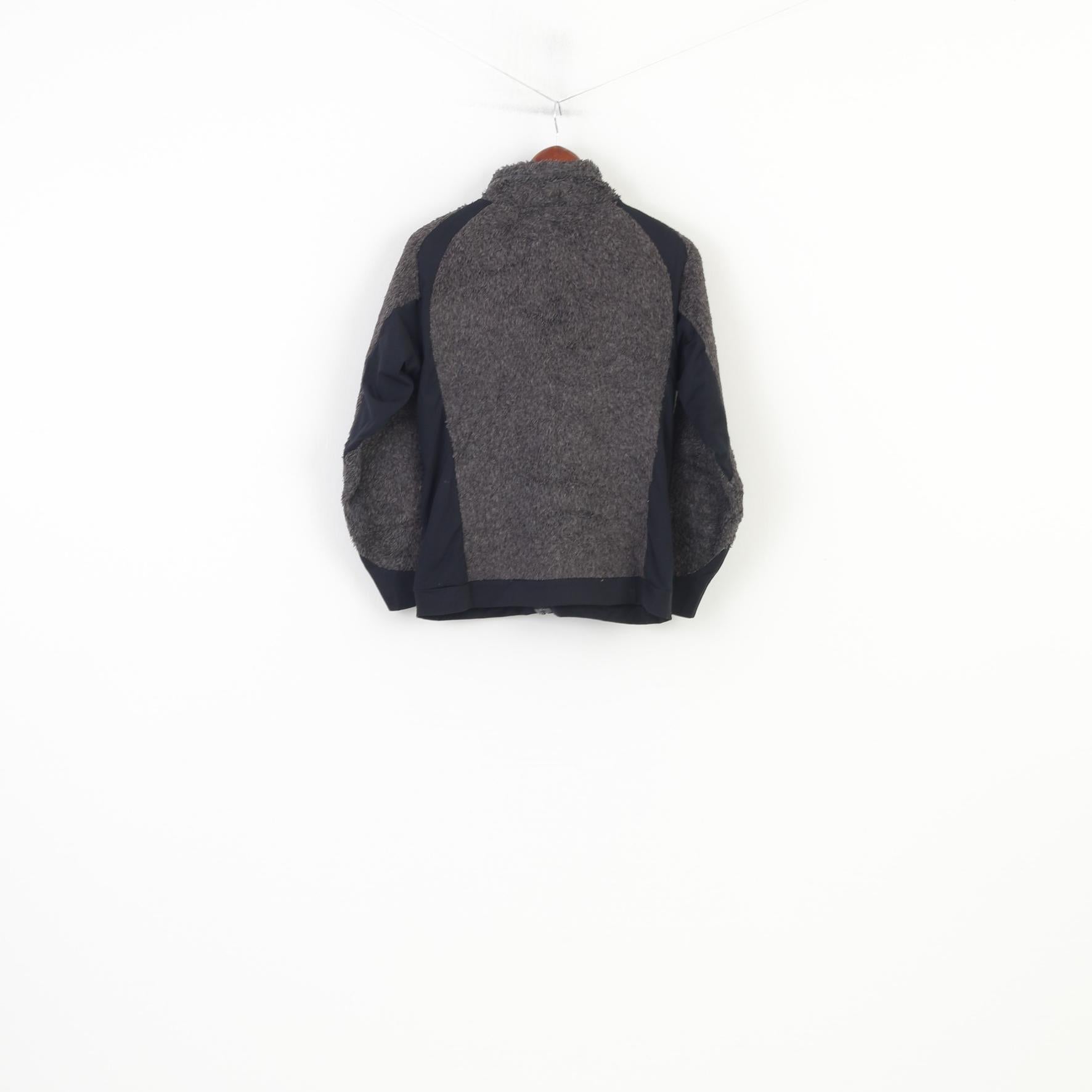 Sprayway Women 12 M Fleece  Sweatshirt Grey Fluffy Full Zipper Padded Warm Vintage Top