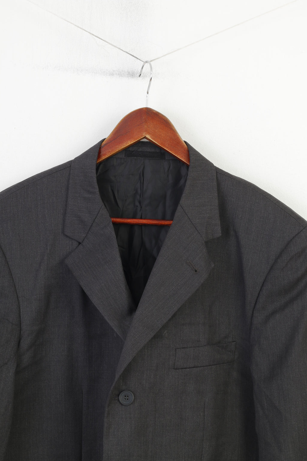 Butler & Webb Men 44 Blazer Grey  Wool Super 120' Single Breasted Vintage Classic Jacket