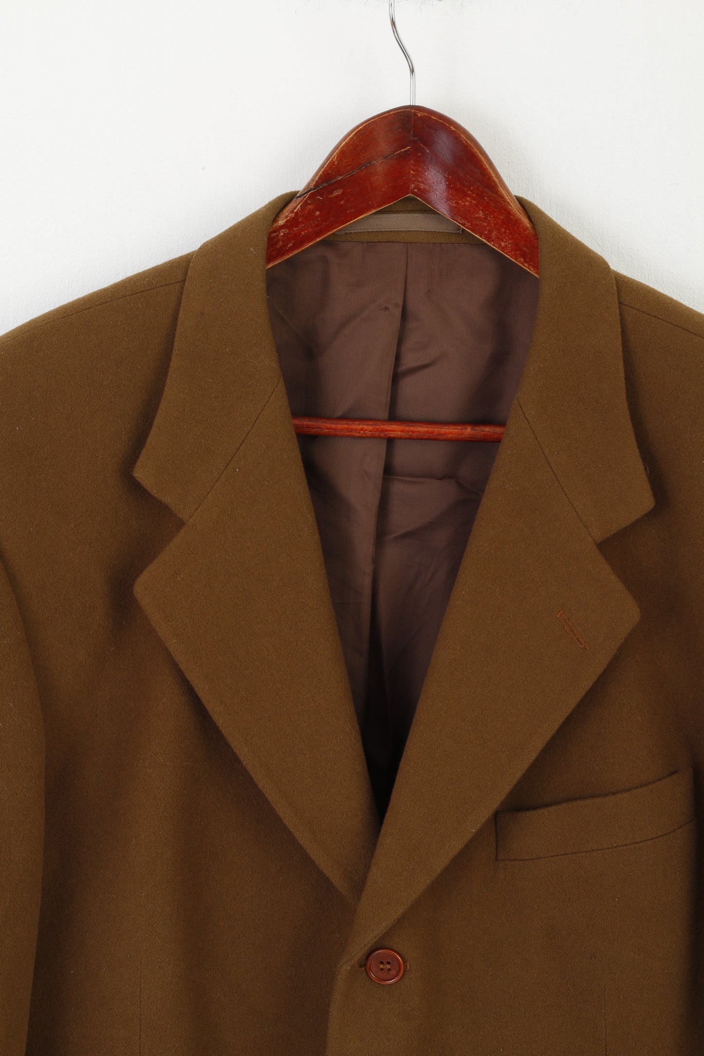 Varners Hommes 54 44 Blazer Marron Laine Cachemire Mélange Vintage Veste Simple Boutonnage