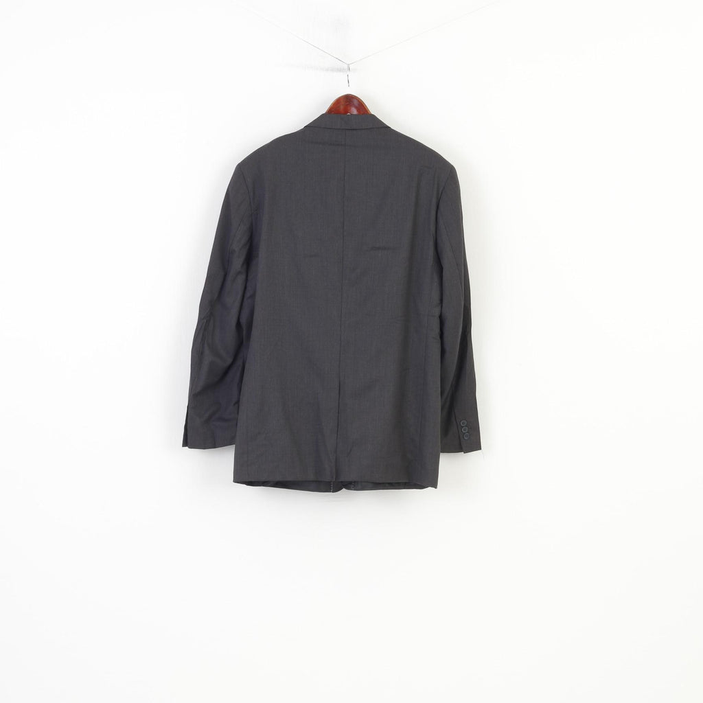 Butler & Webb Men 44 Blazer Grey  Wool Super 120' Single Breasted Vintage Classic Jacket